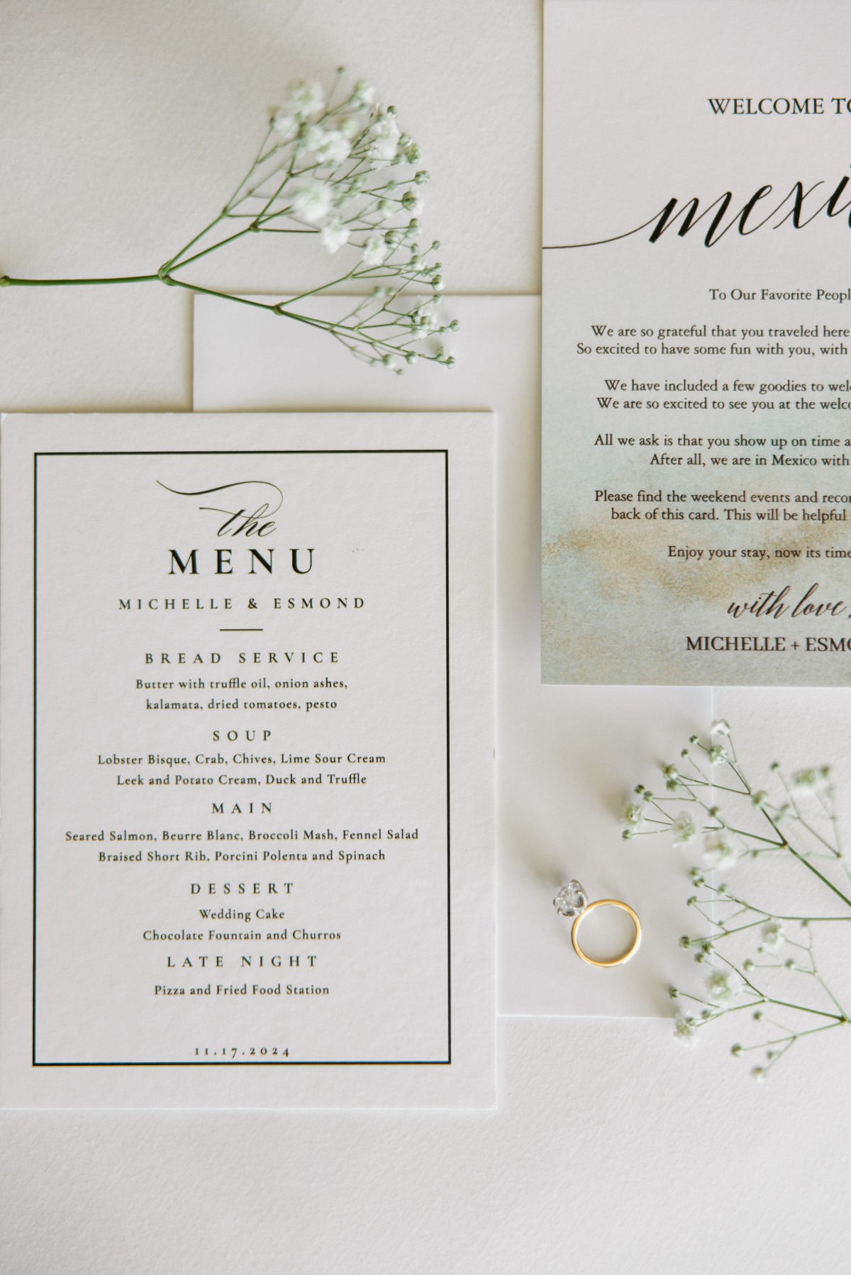 simple wedding menus