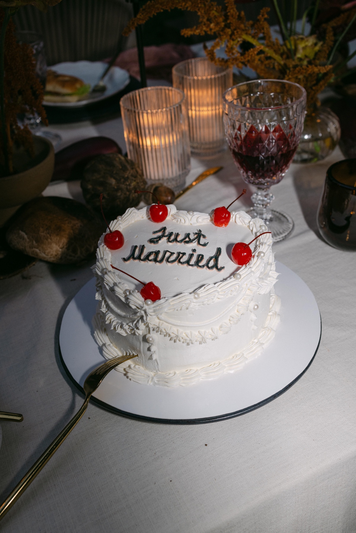 couples only heart-shaped cake