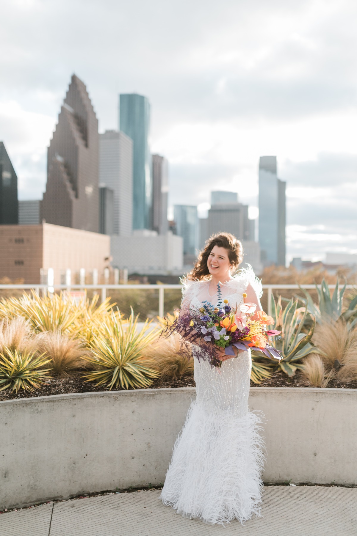 custom feather wedding dress