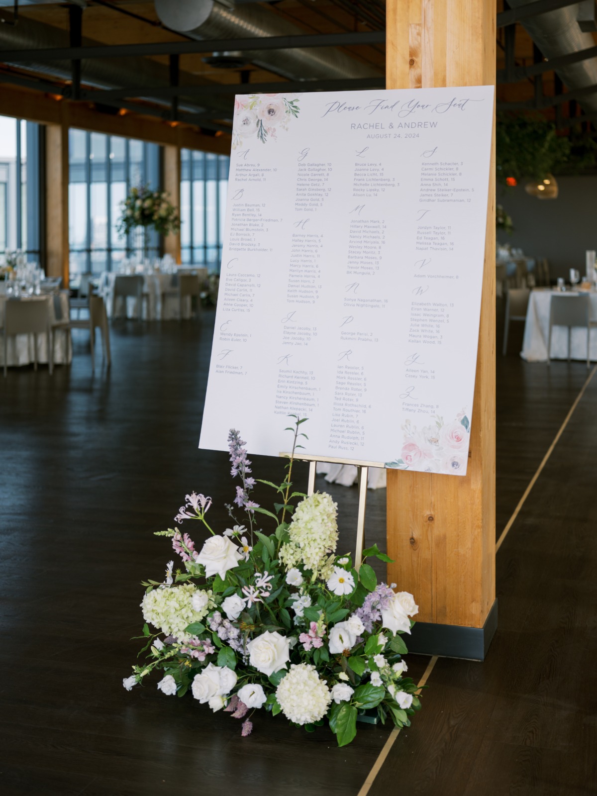 simple printed escort sign for wedding