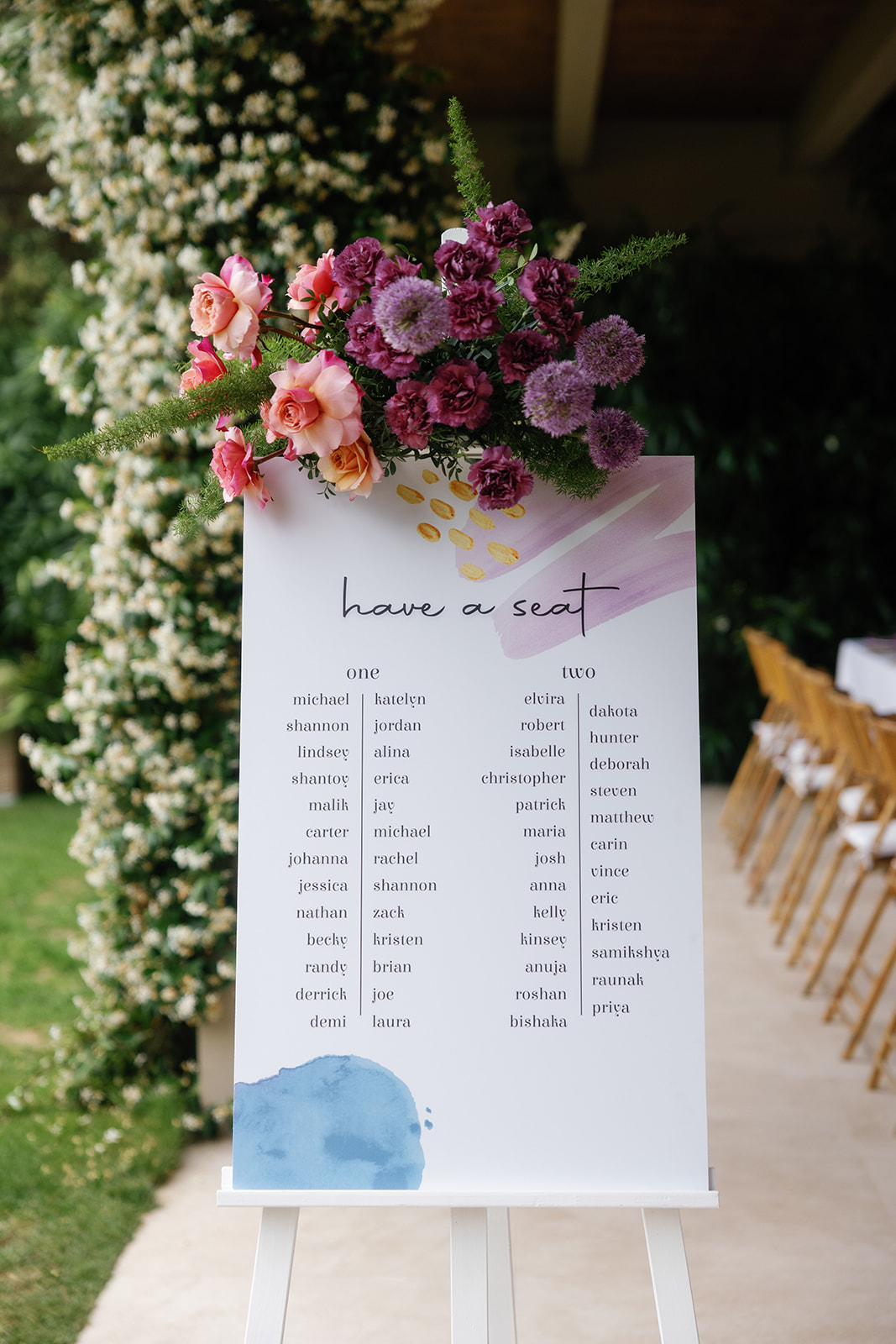 abstract watercolor wedding seating chart