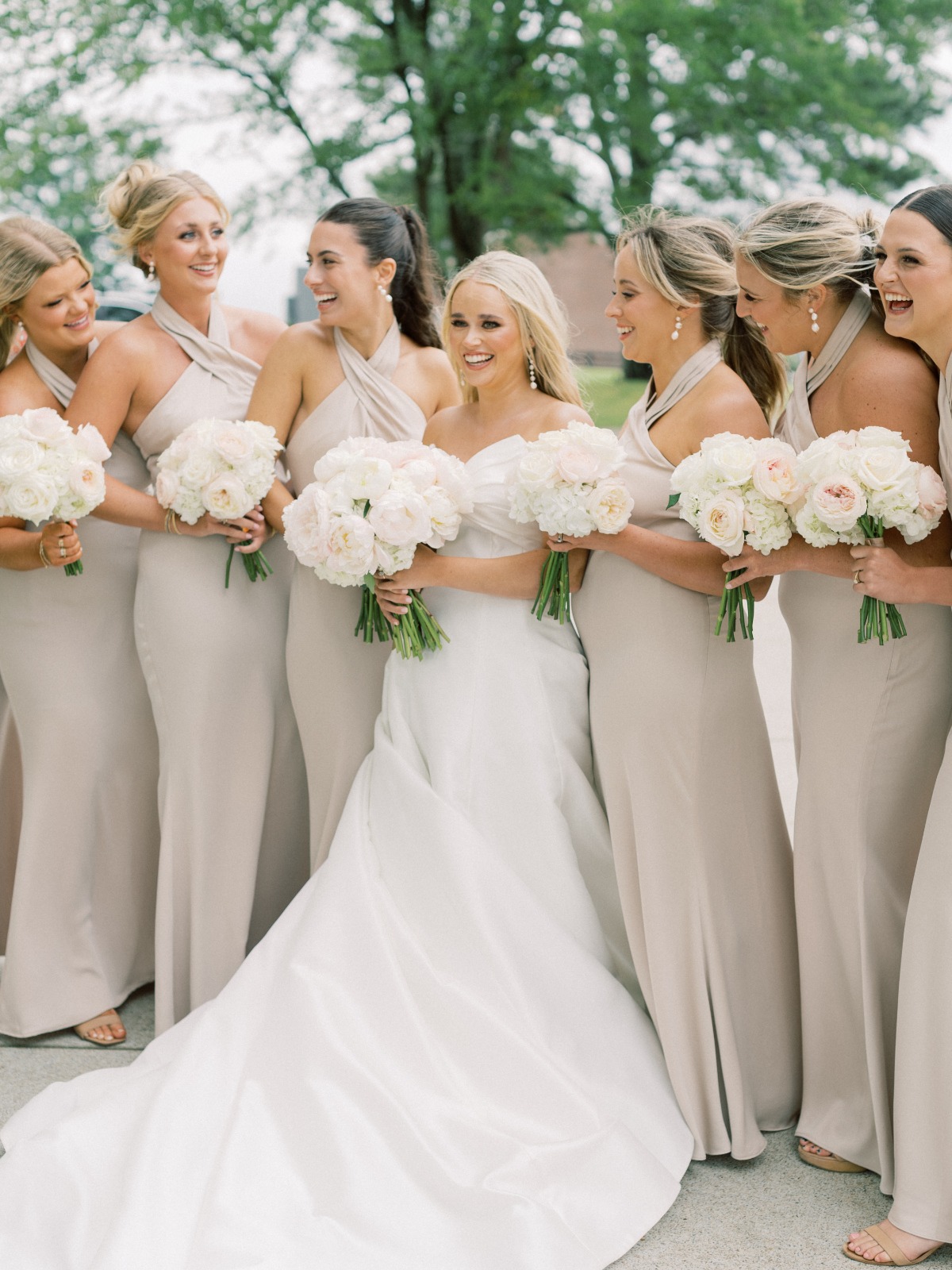 tan bridesmaid dresses