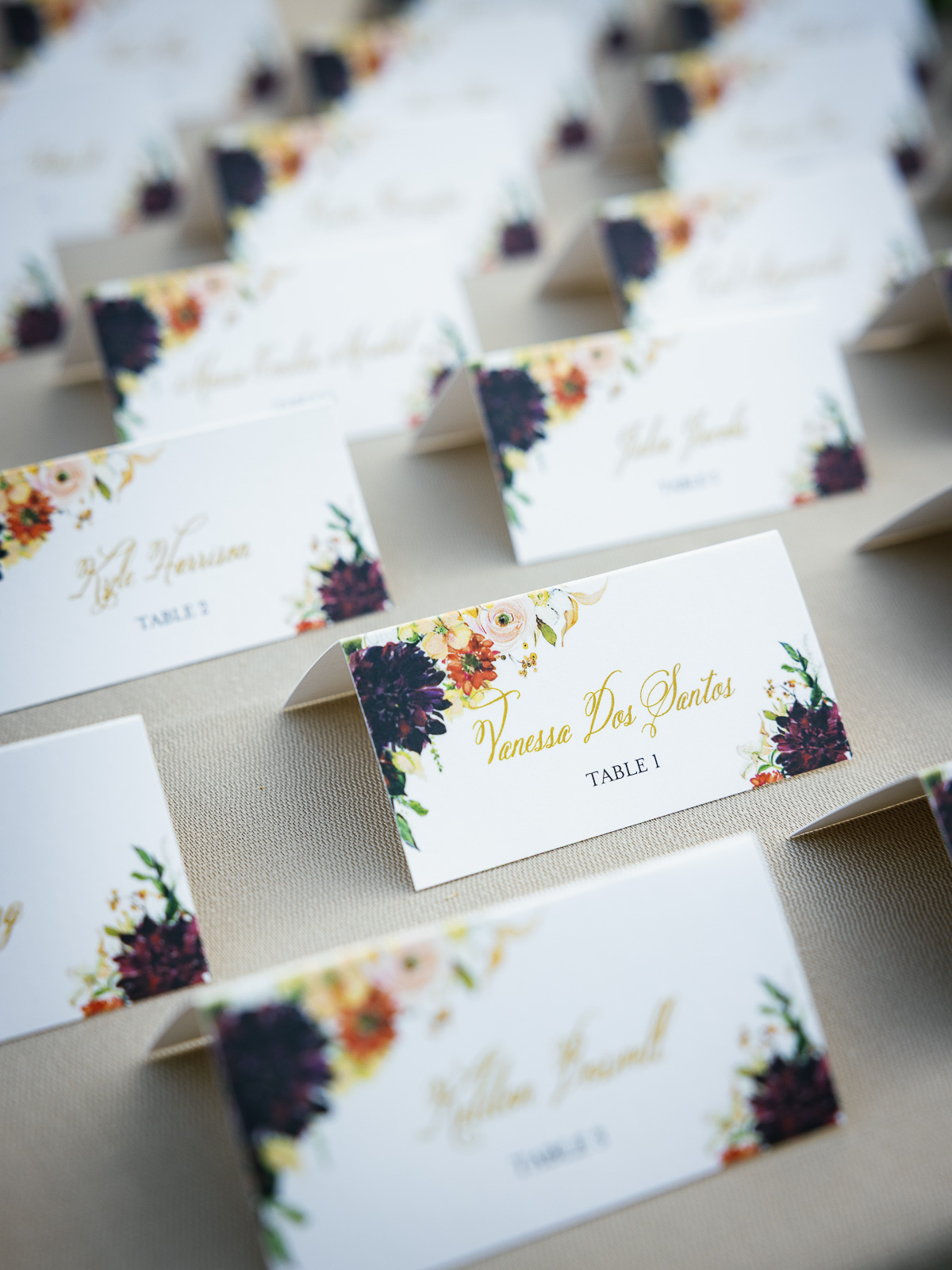 watercolor floral place cards
