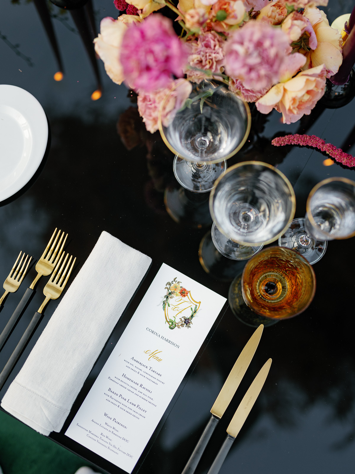 watercolor custom monogrammed menus