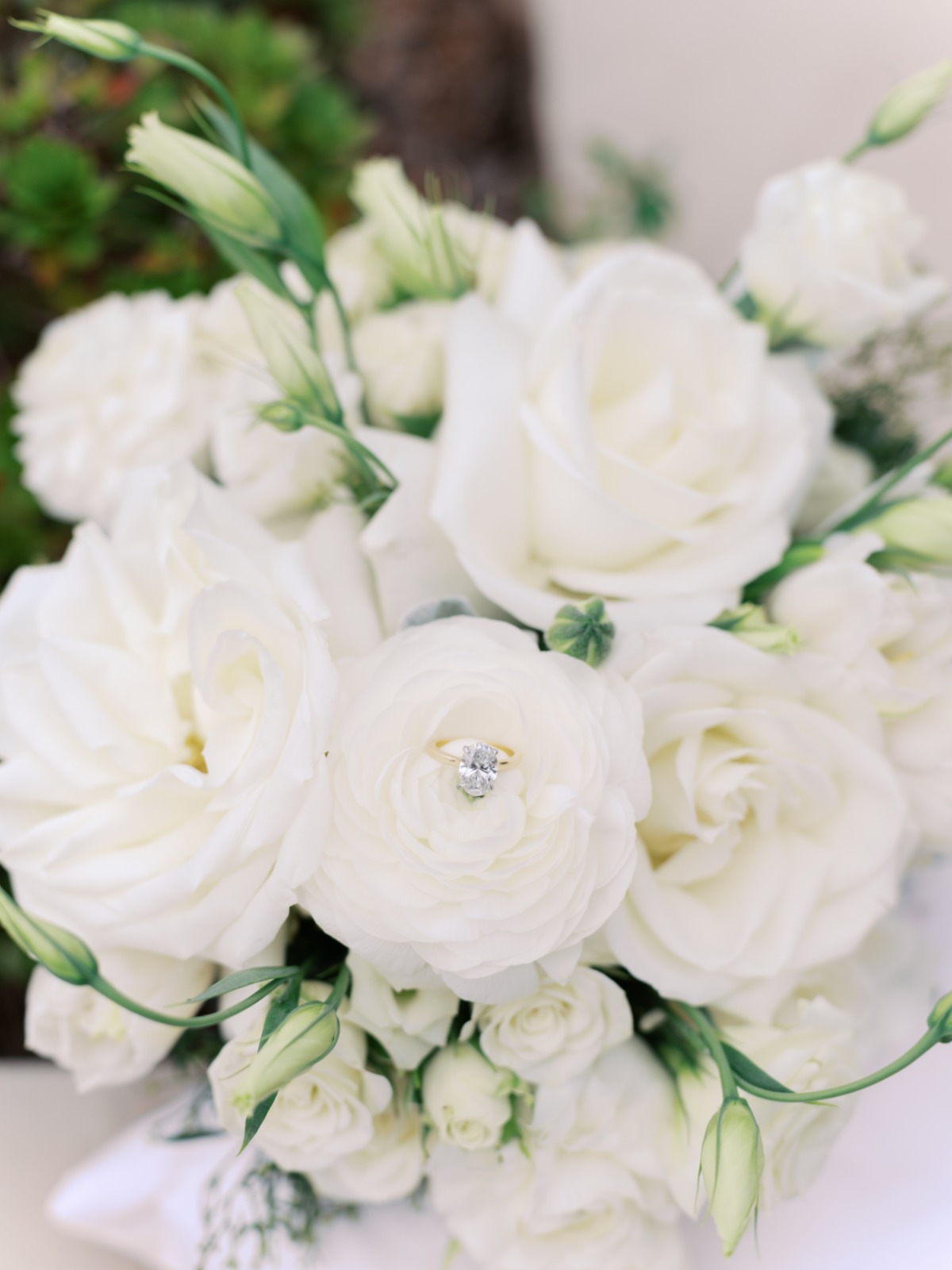 white rose wedding bouquet