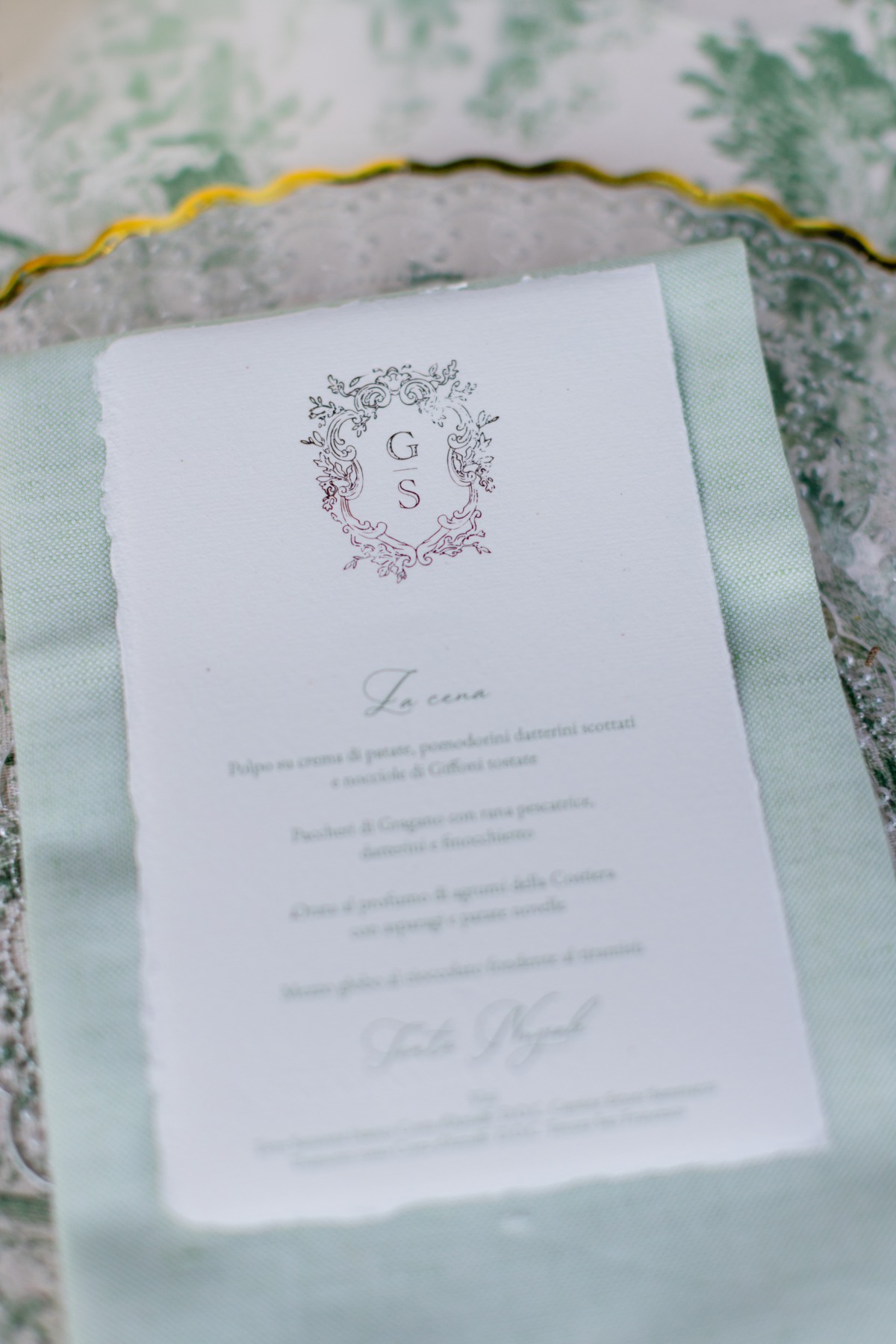 custom wedding menus with custom monogram