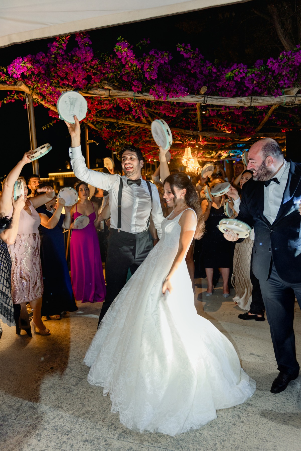 traditional Italian wedding dance with tambourines