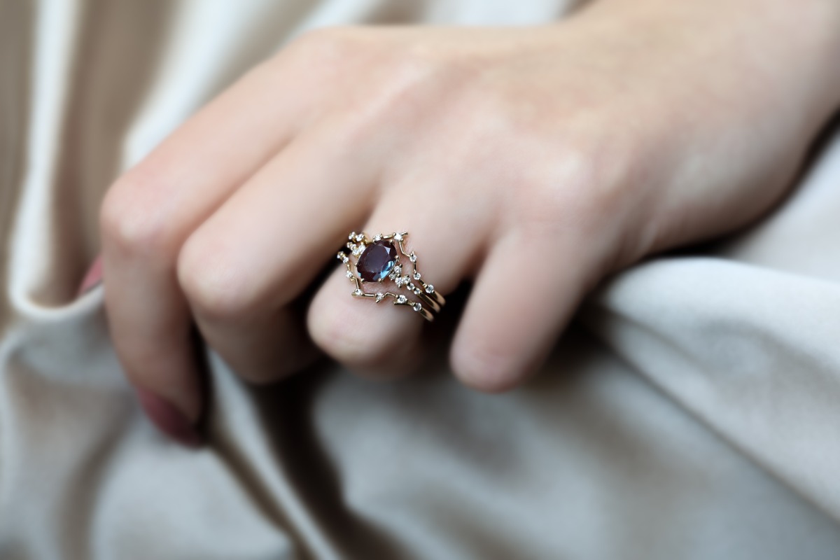 unique purple gemstone engagement ring