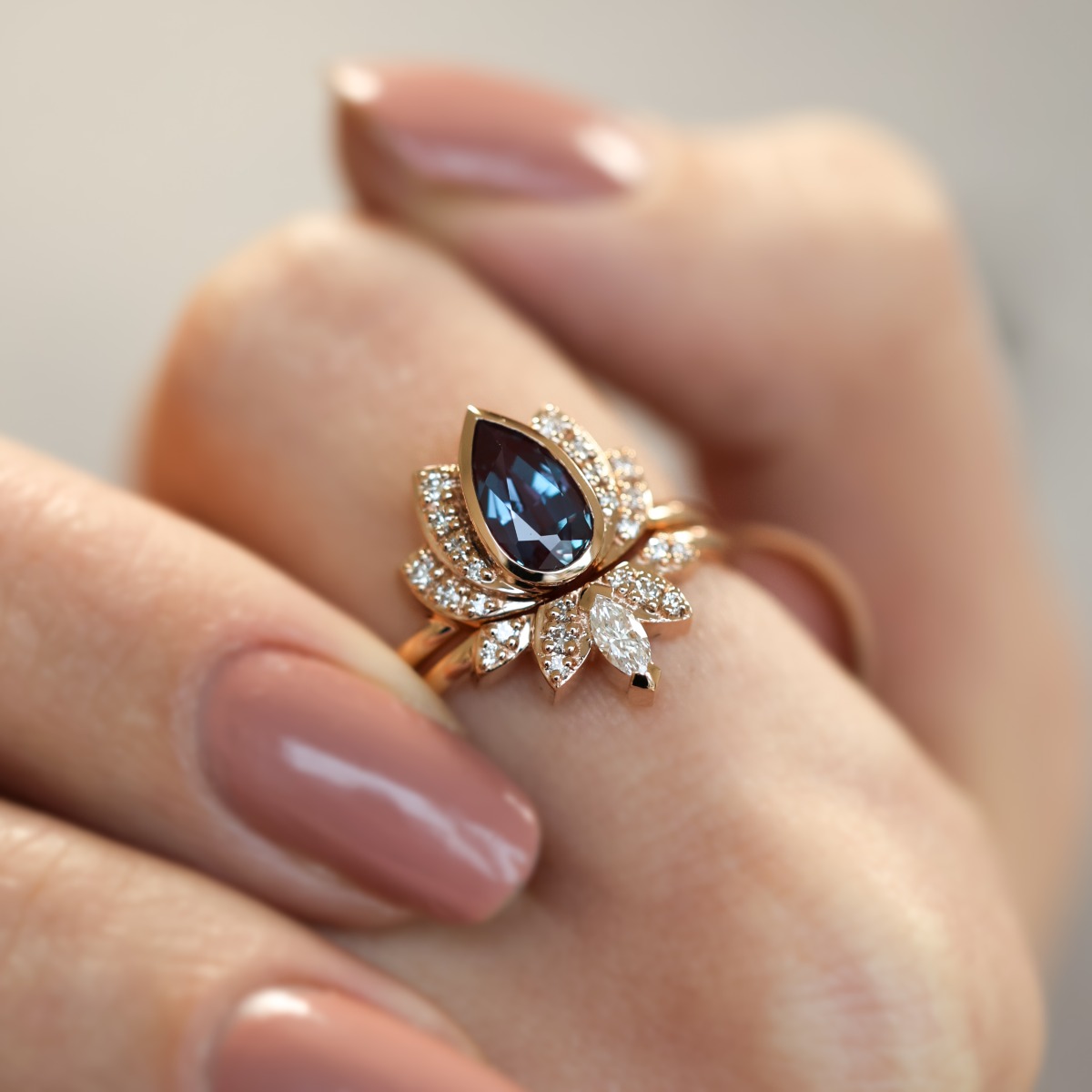 unique sapphire pear shaped engagement ring