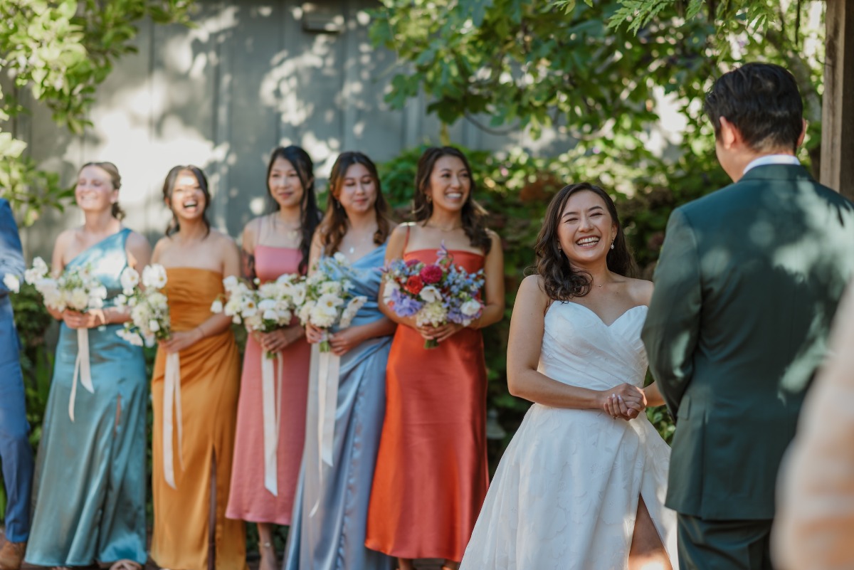 rainbow bridesmaid dresses