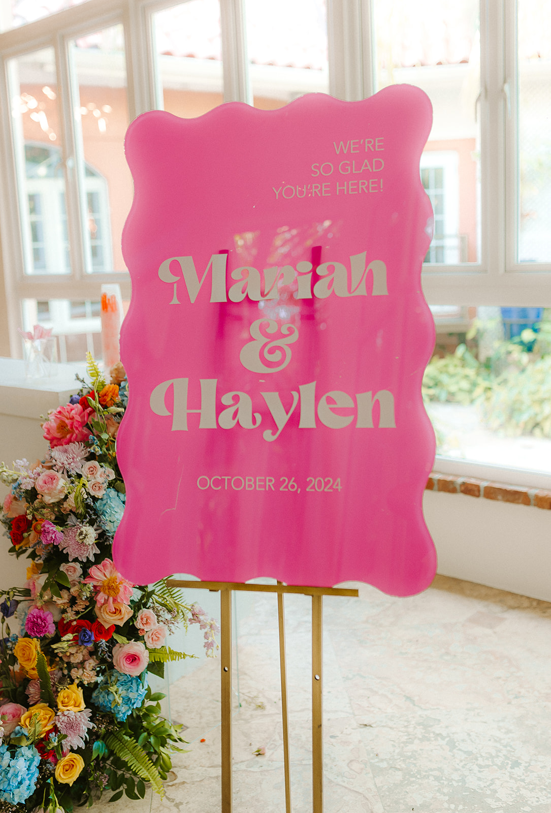 wavy acrylic wedding sign