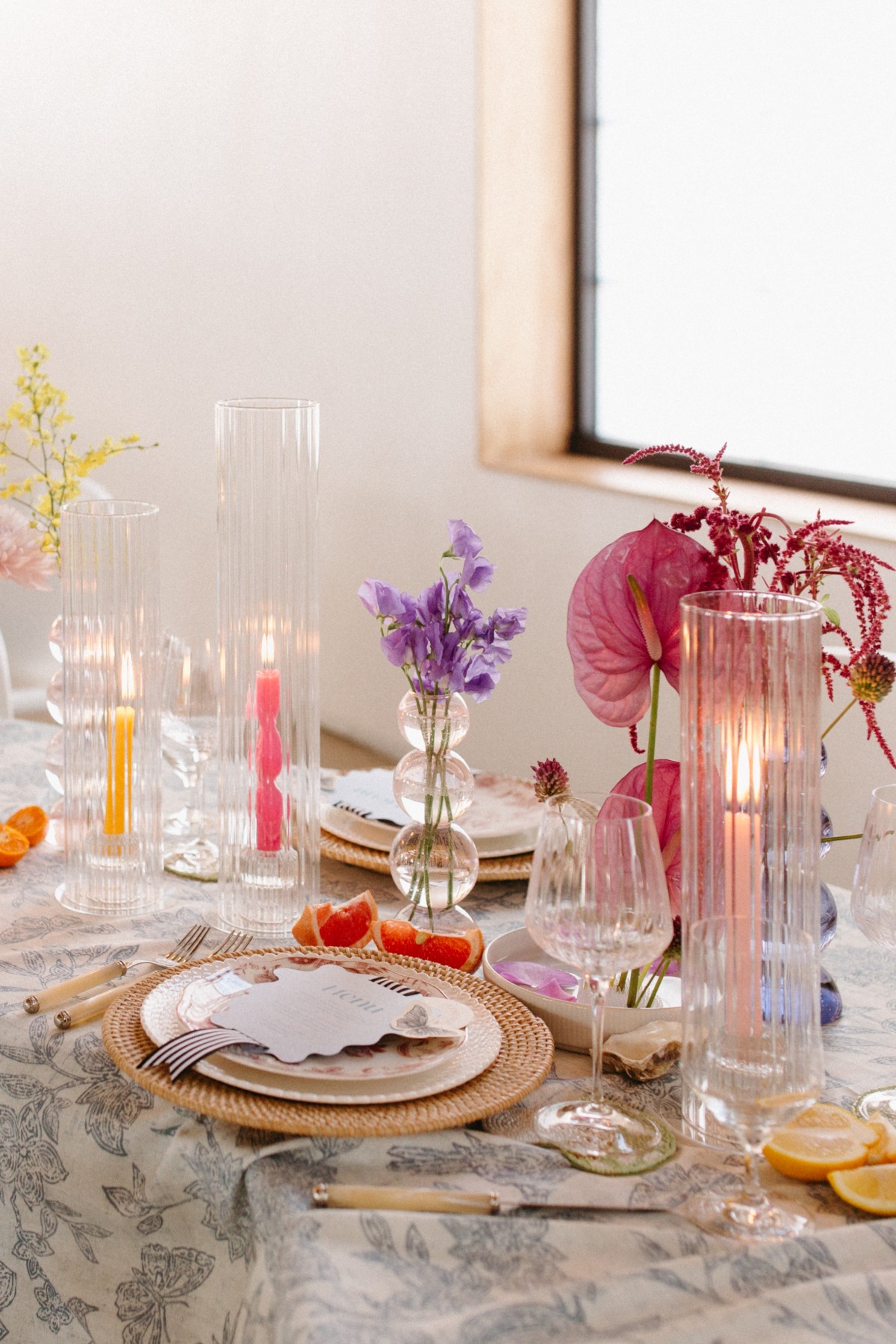 single stem rainbow centerpieces
