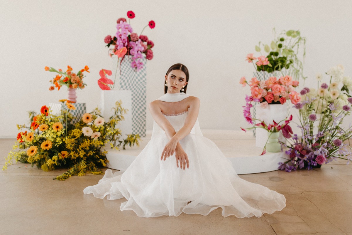 sublte wedding dress for a bold wedding
