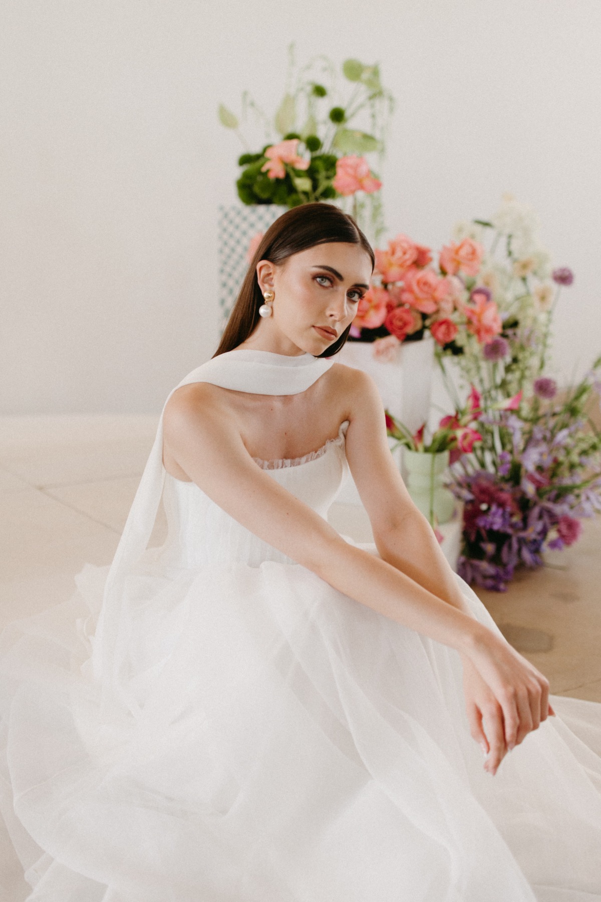 wedding scarf that hangs down the back