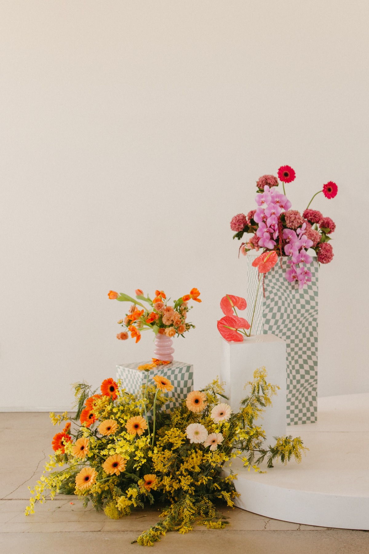 rainbow wedding ceremony florals