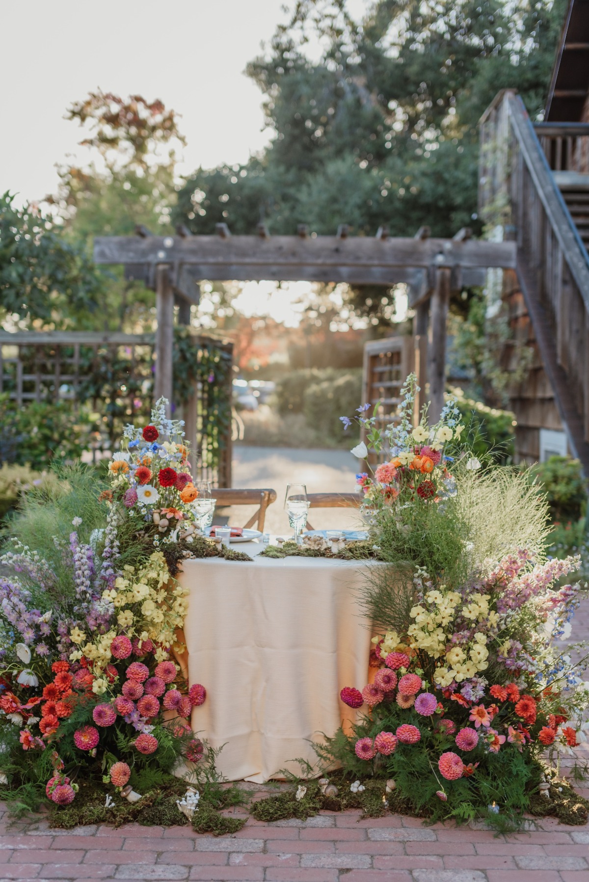 rainbow wedding flowers with mushrooms