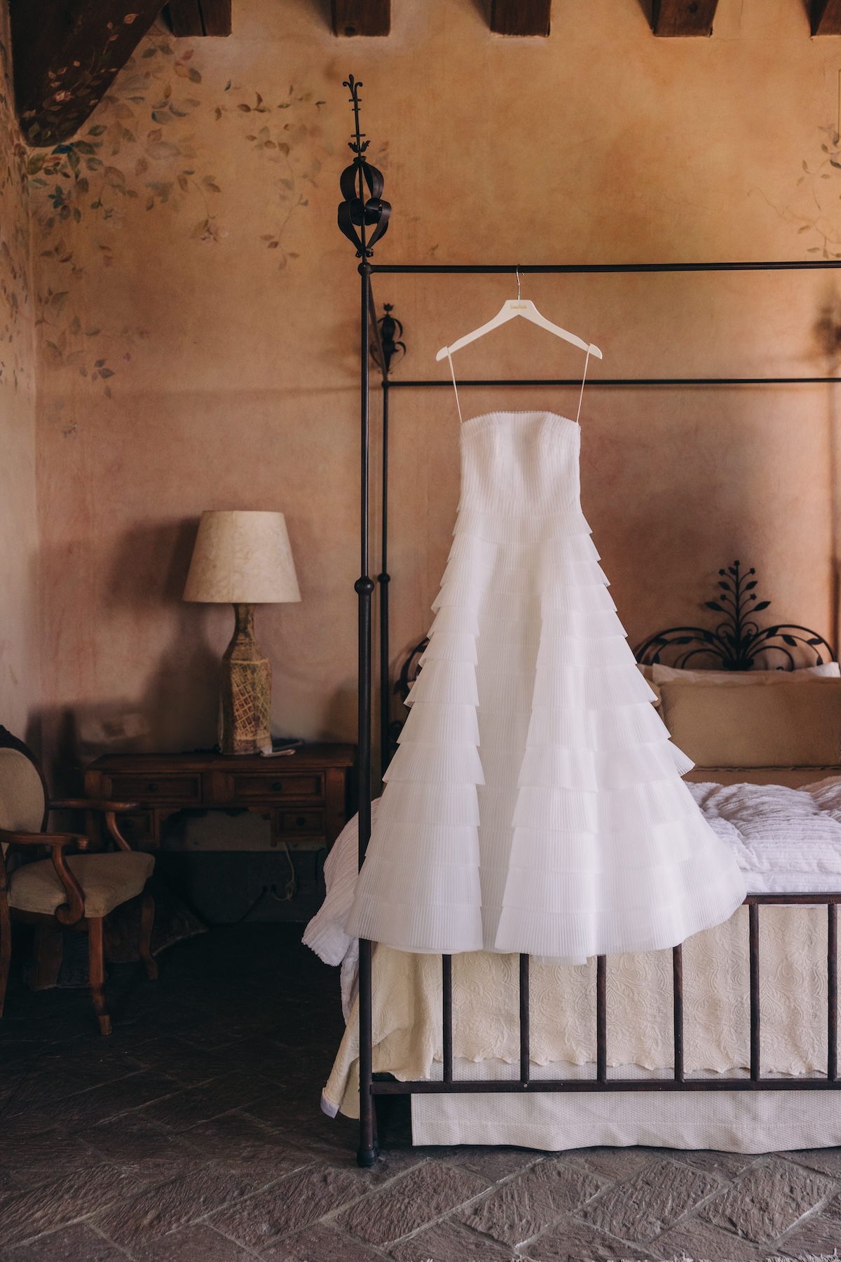 tiered pleated wedding dress