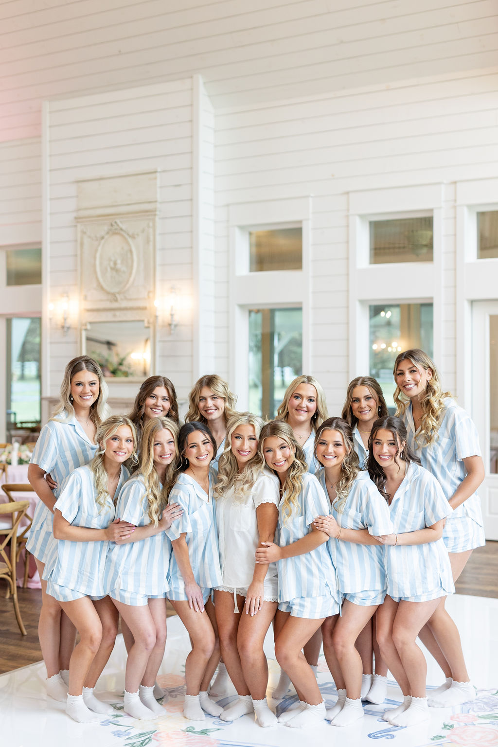 blue and white pajamas for bridesmaids