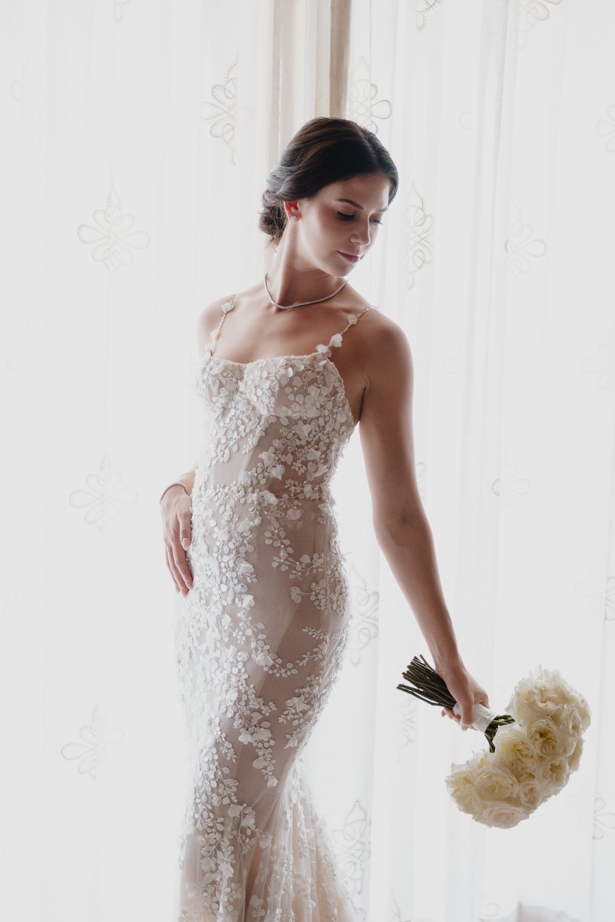 floral applique wedding dress