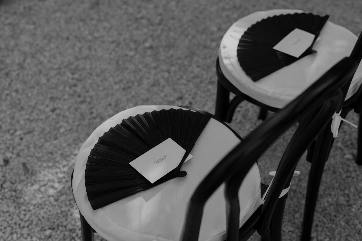black fans for wedding