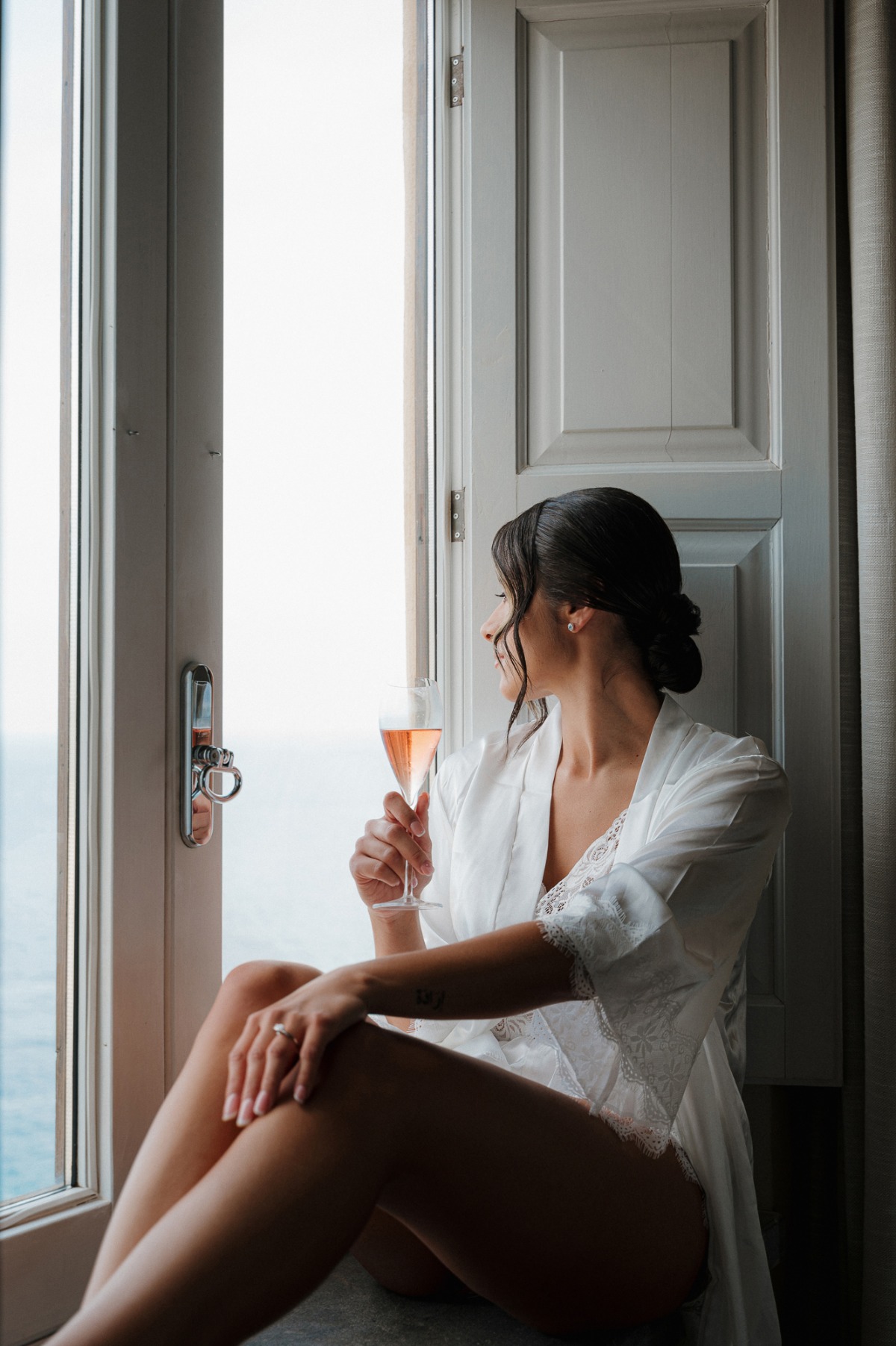 lace trimmed wedding robe