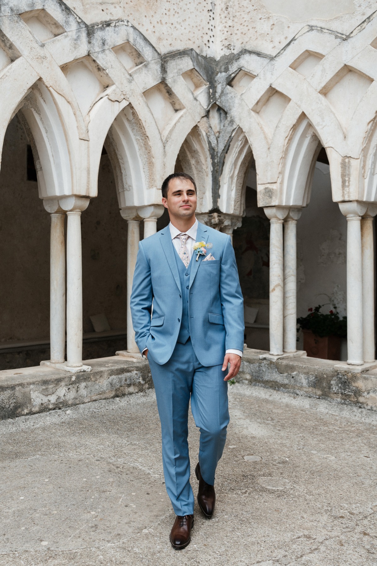 blue Italian suit for groom