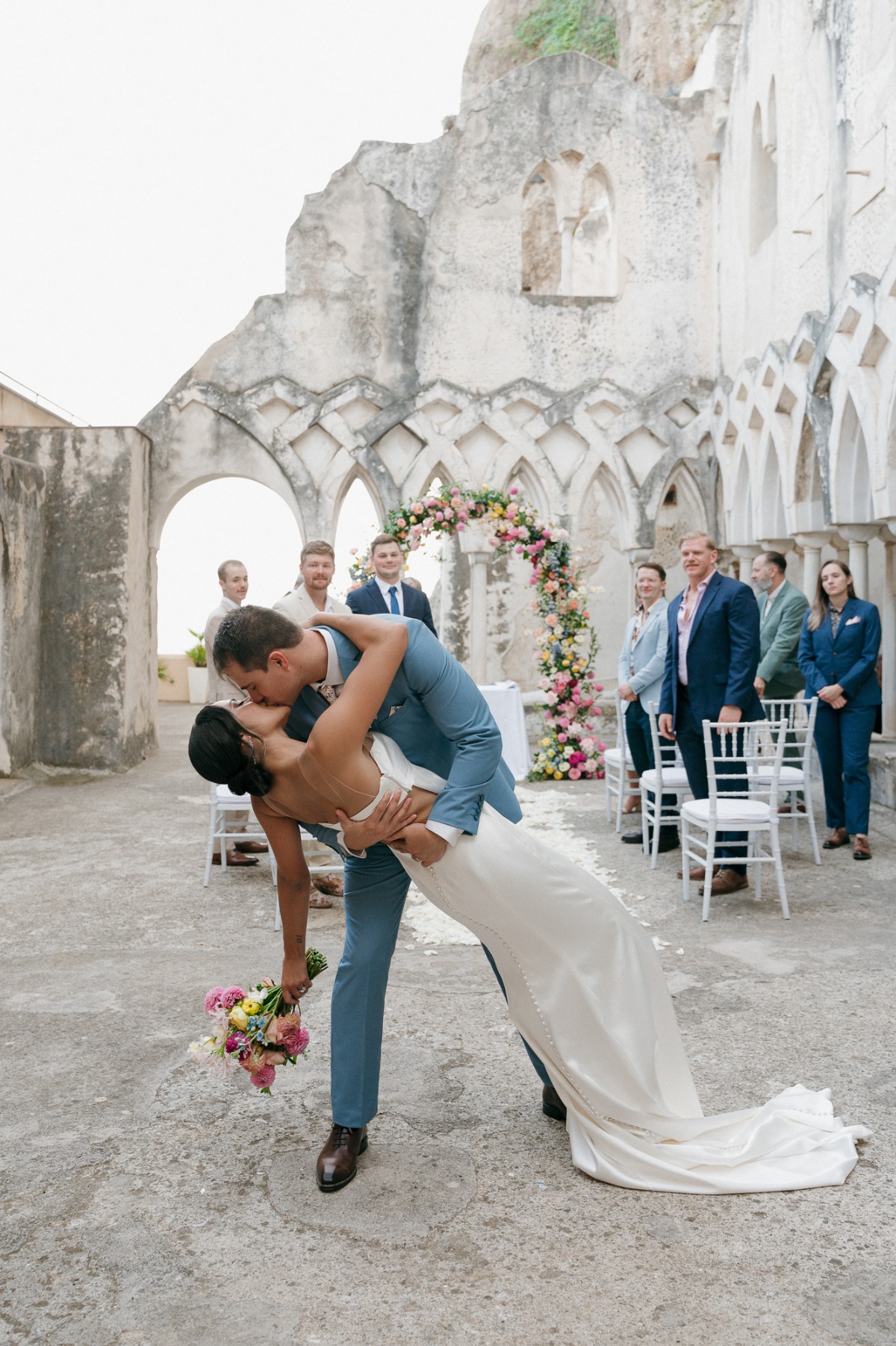 open air Italian coastal wedding ceremony