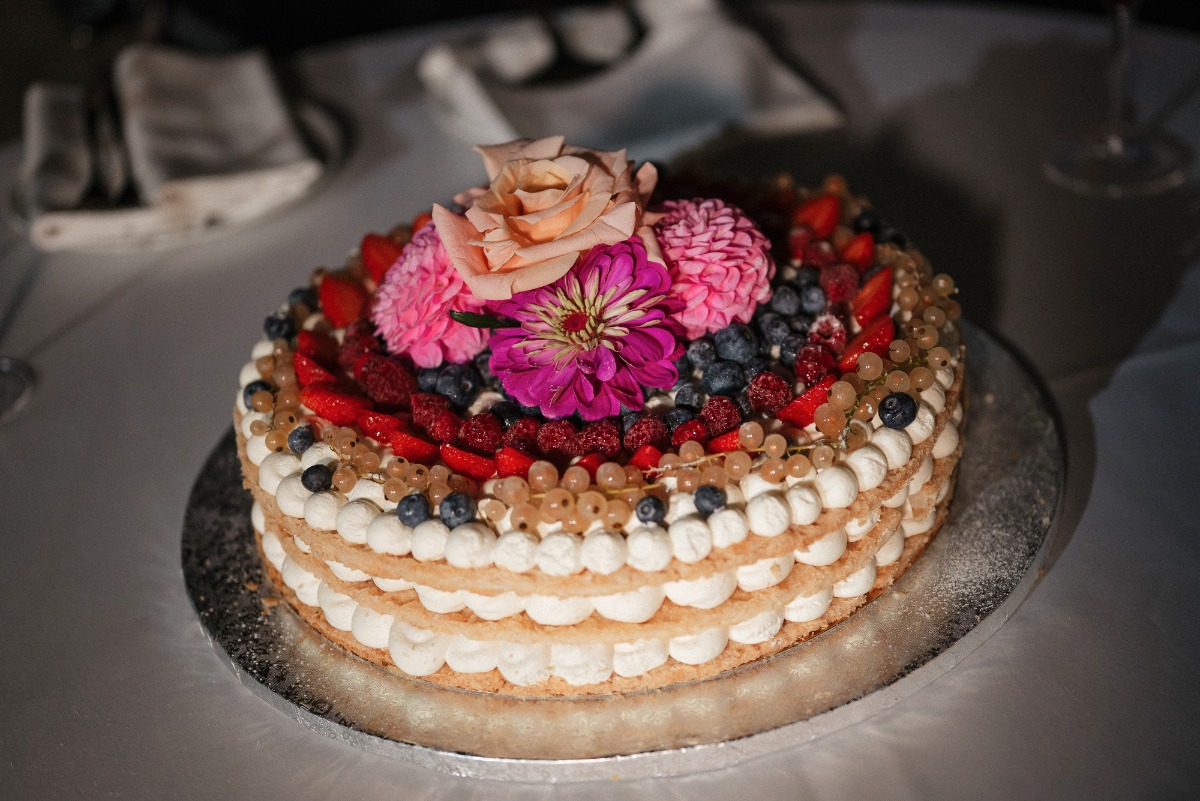 millefoglie with floral accents