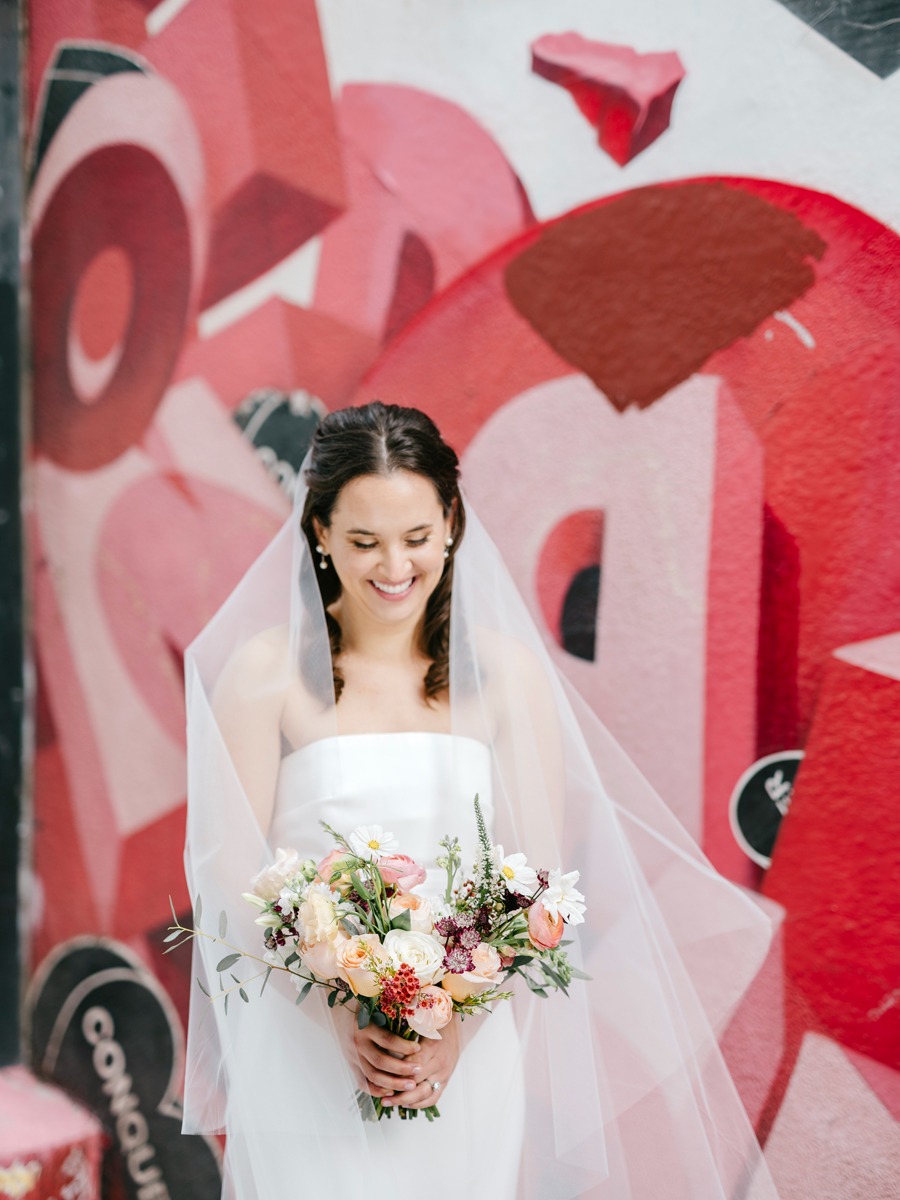 bridal portraits with mural ideas