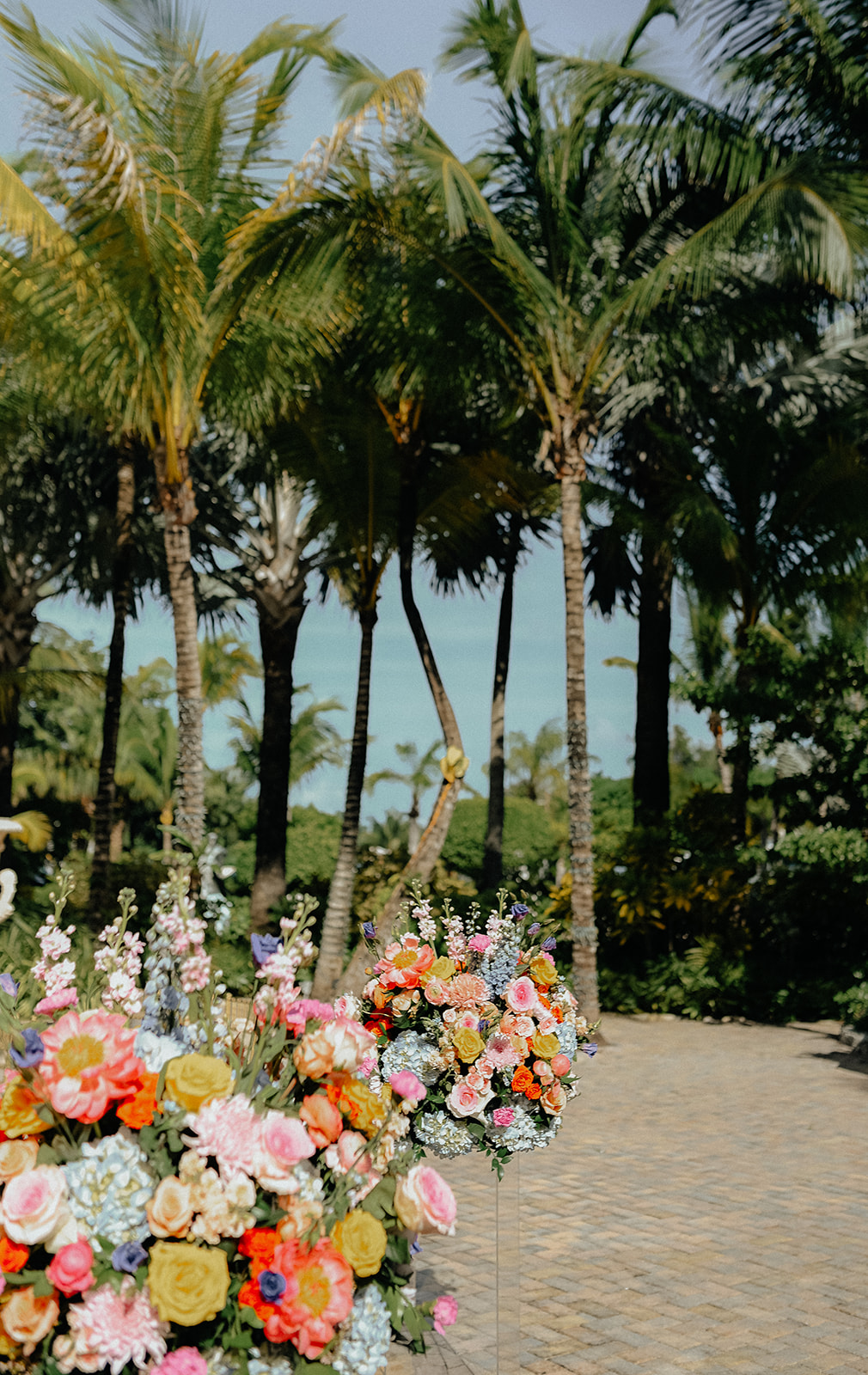 rainbow wedding ceremony flowers