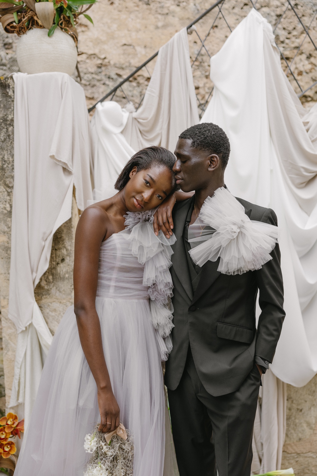 gray wedding dress