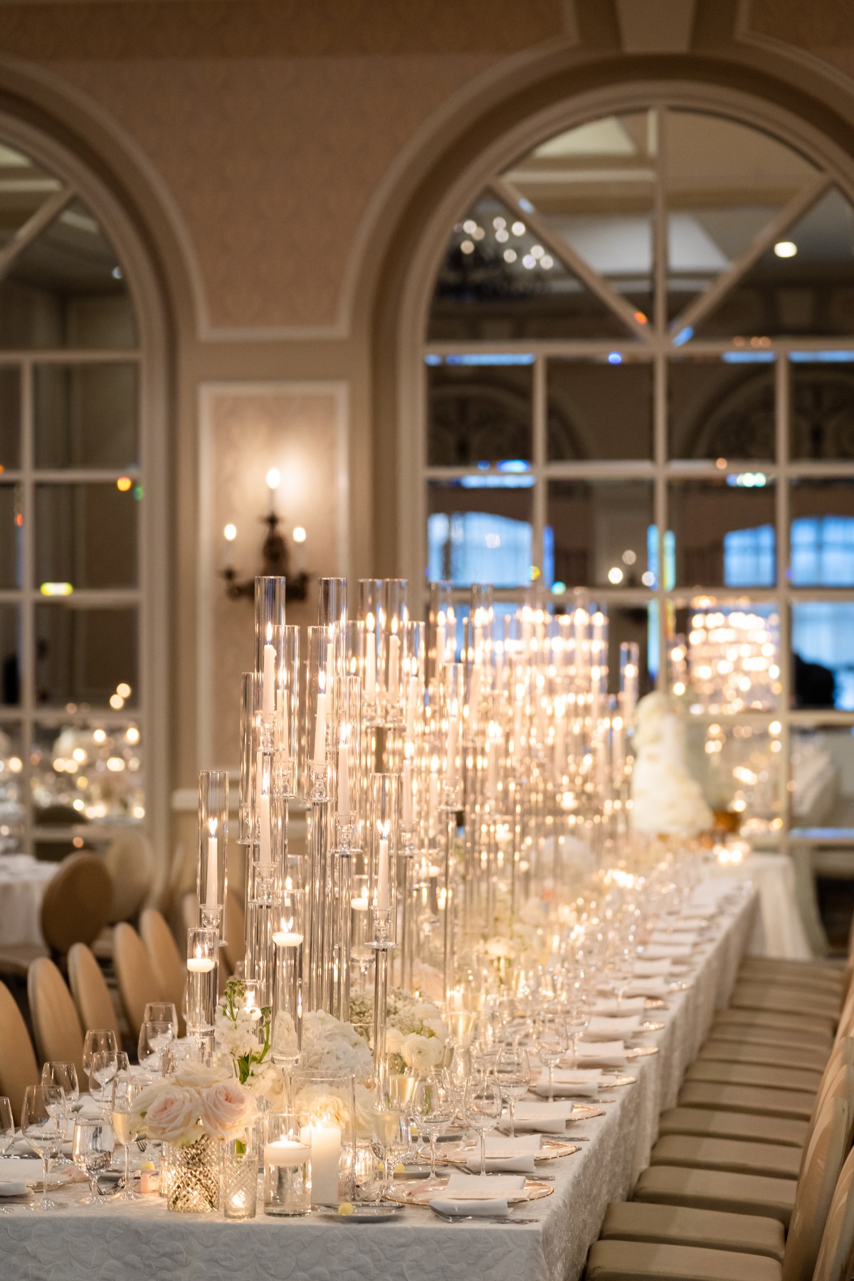 clear glass candelabras