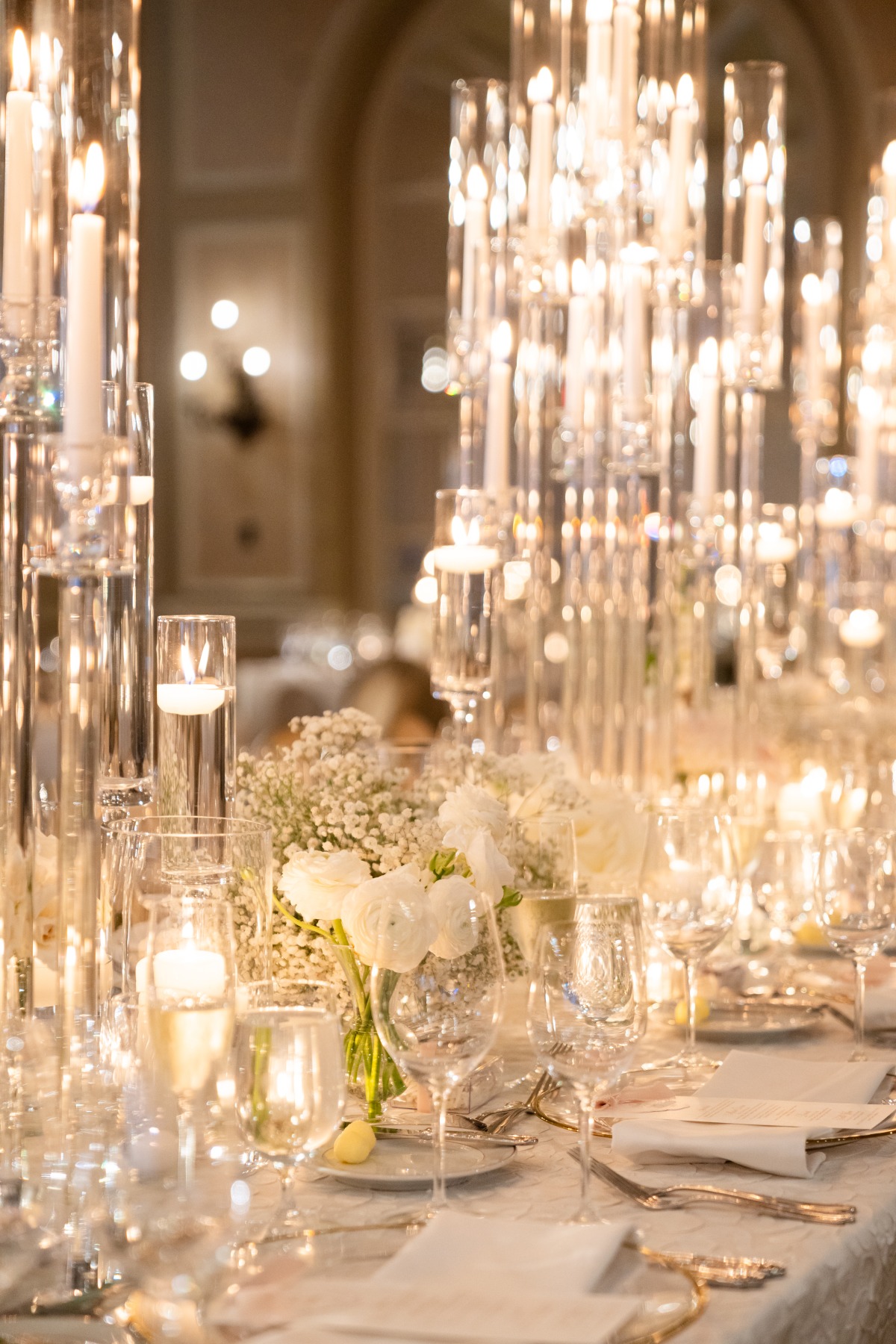 clear glass centerpieces