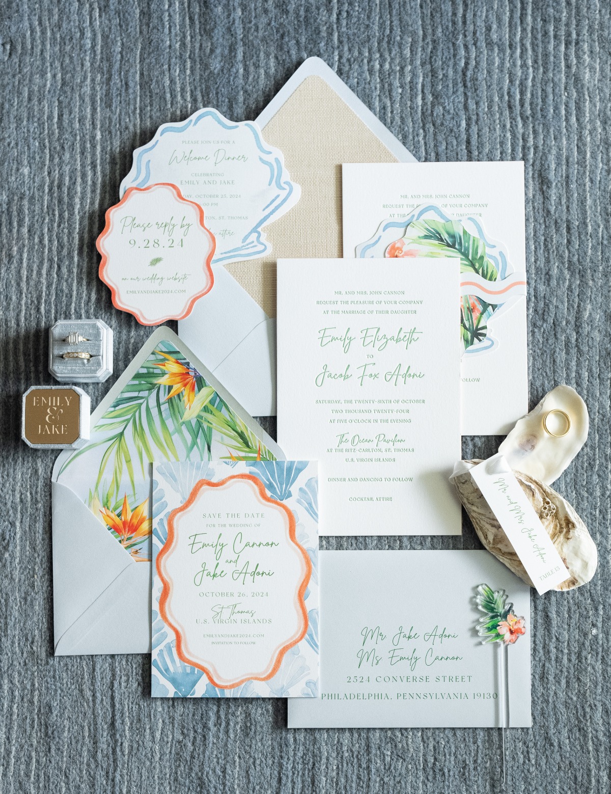 tropical wedding invitation suite