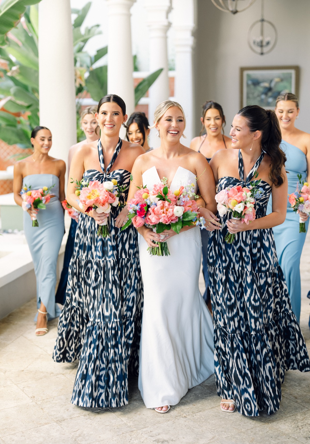 blue and white bridesmaid dress ideas