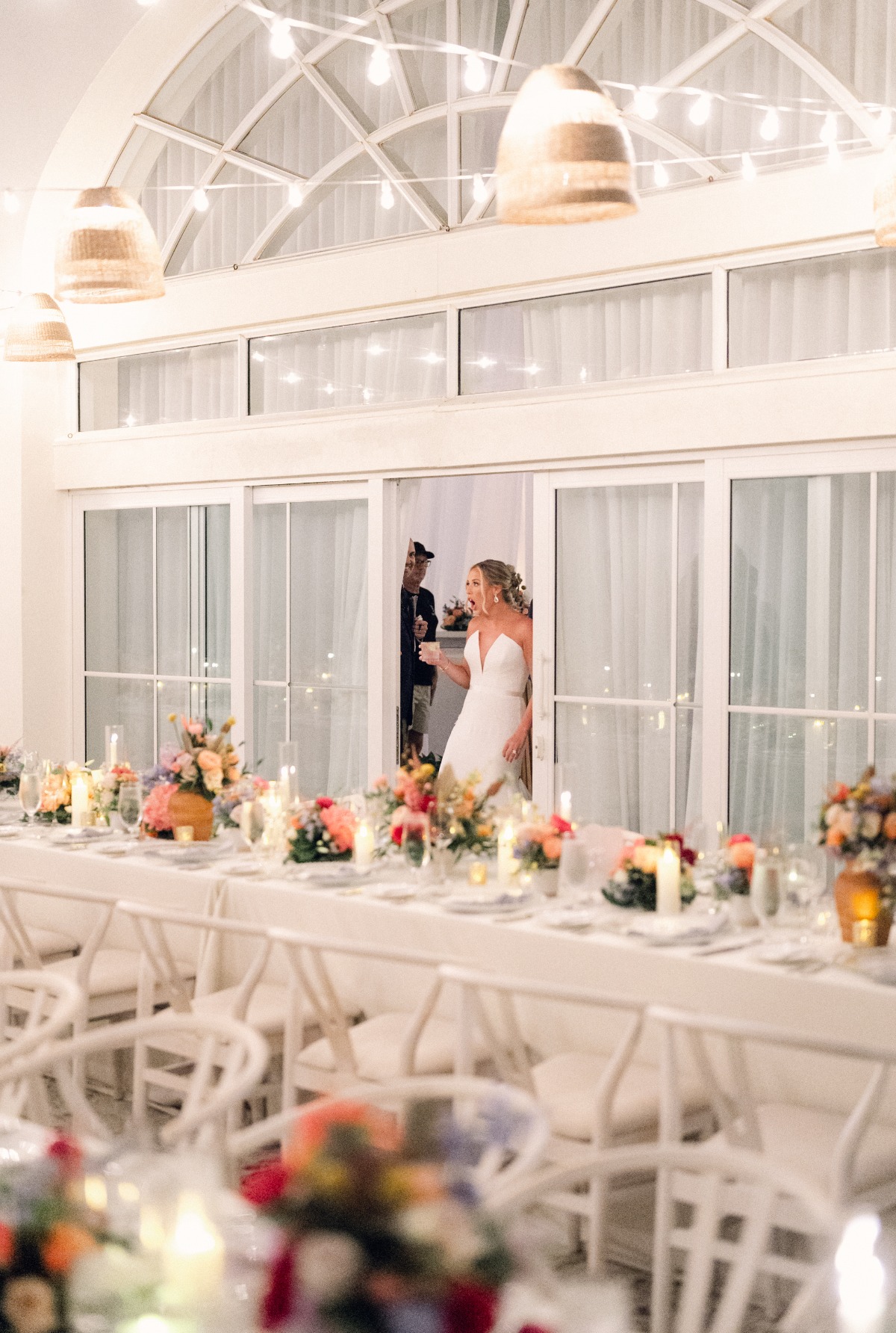 bride reaction to wedding reception