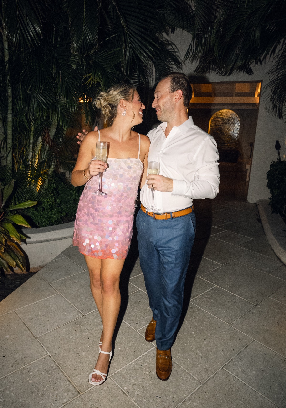 pink ombre mini dress for wedding reception