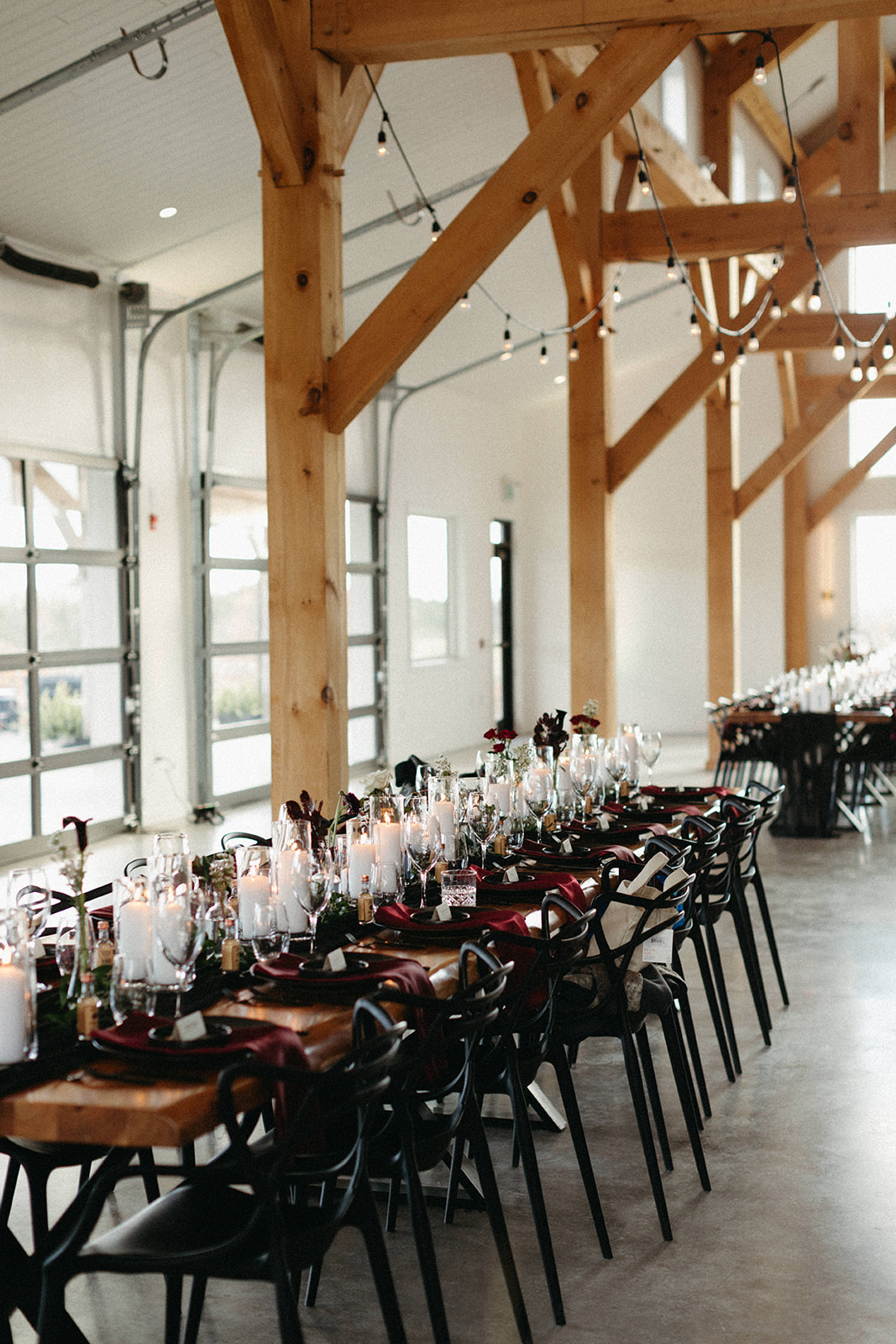 black and wine reception decor