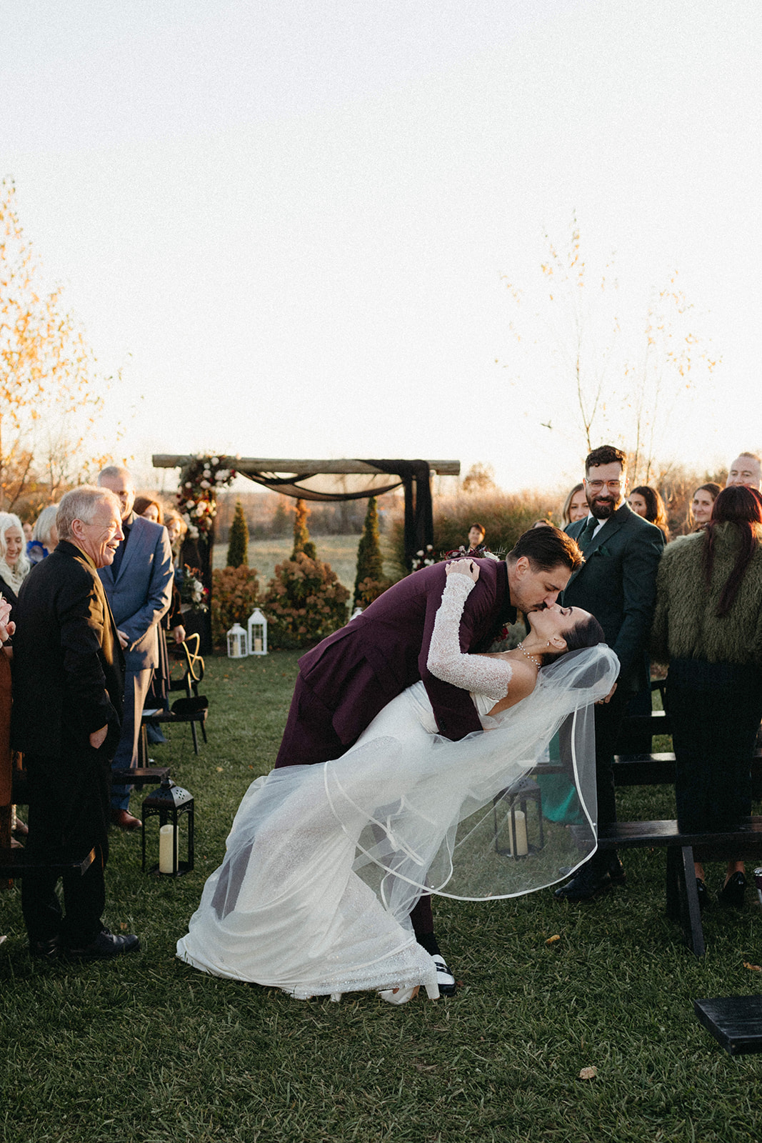 sunset farm wedding ceremony