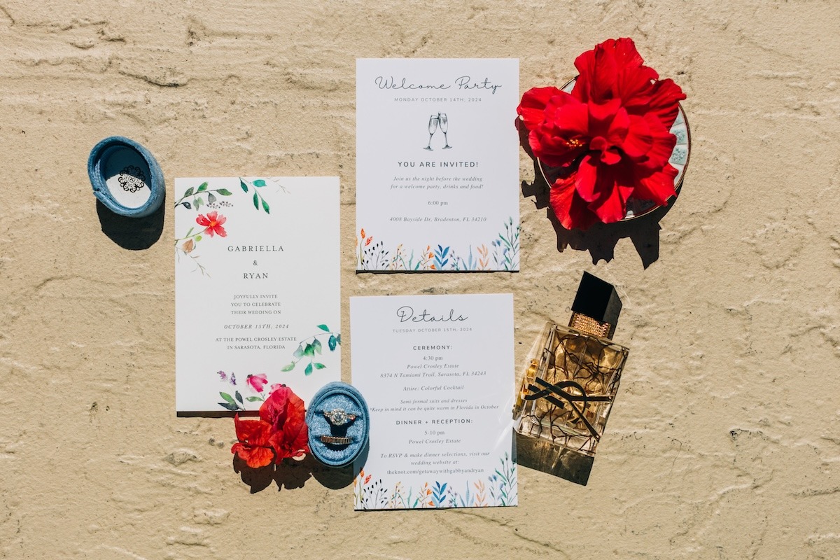 delicate floral wedding invitations