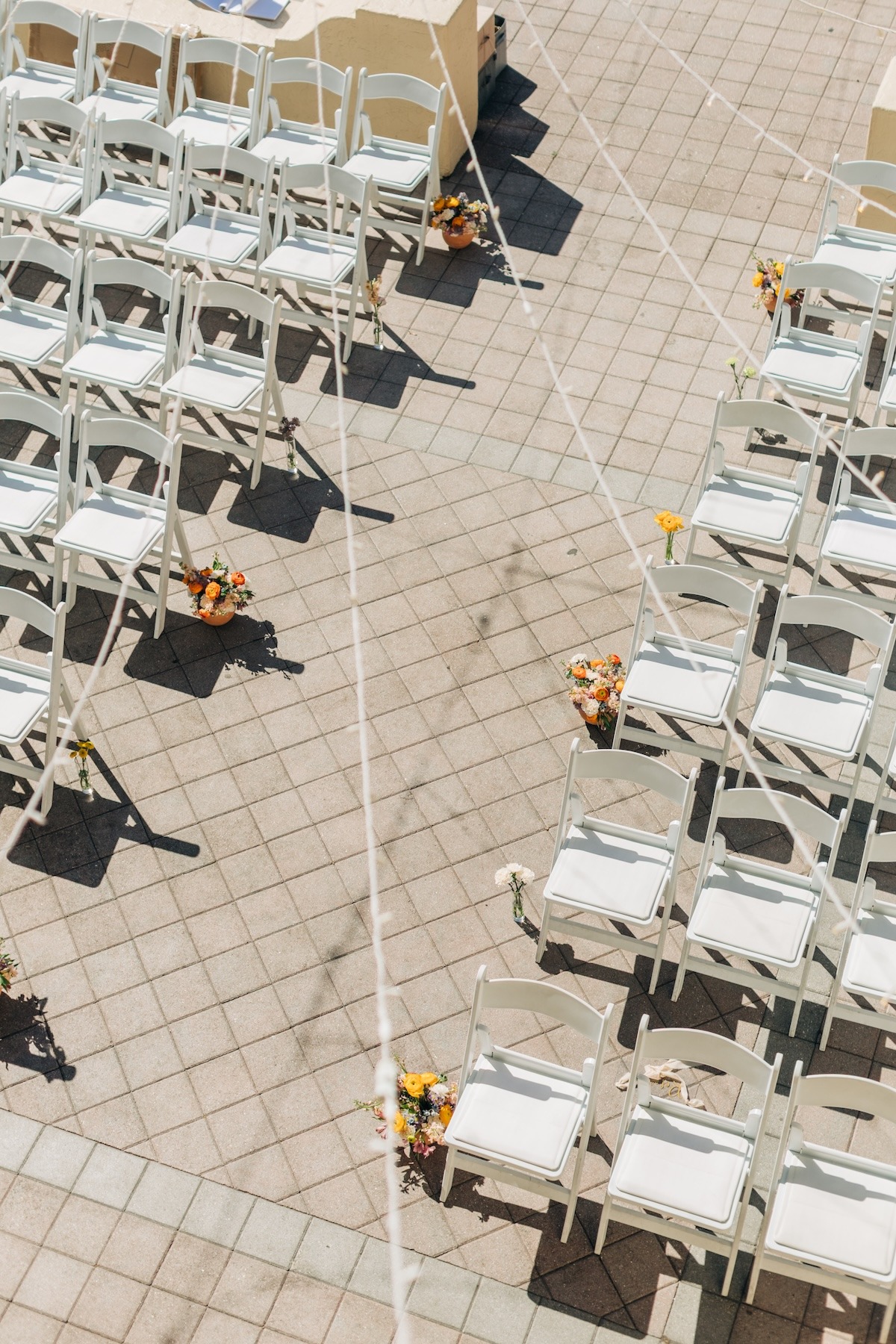 low aisle floral arrangements
