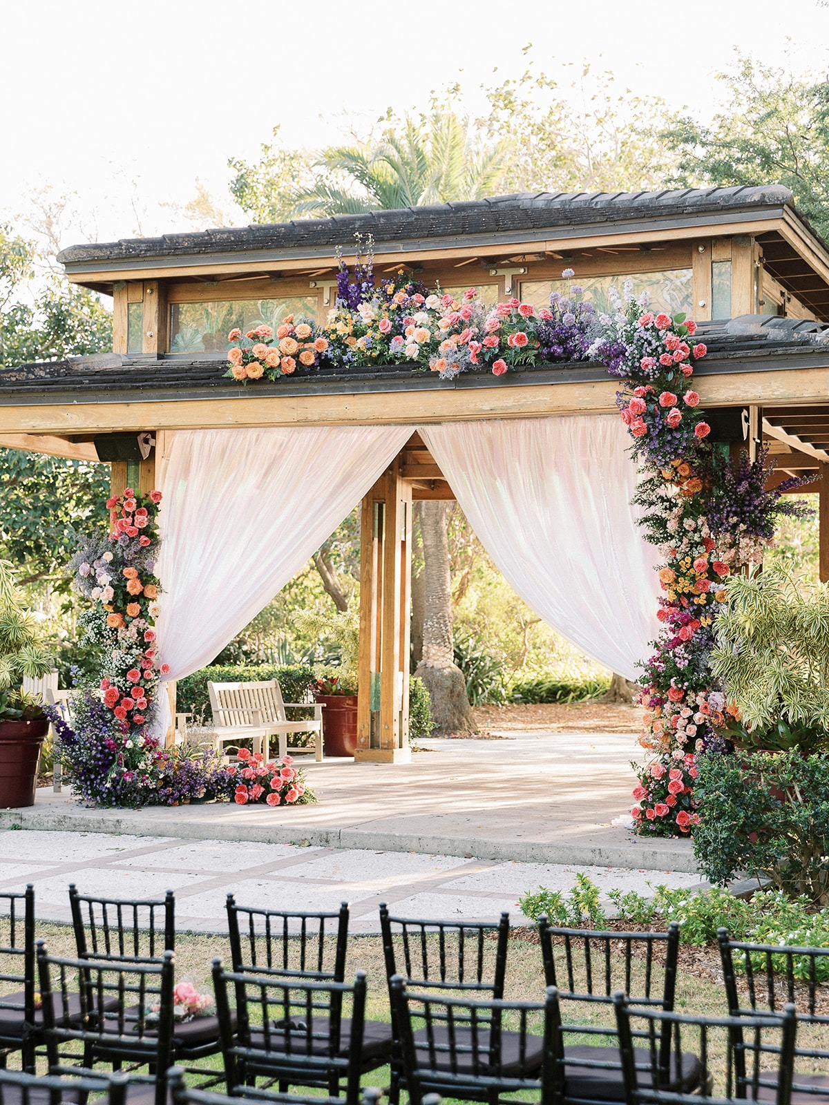 rainbow floral installation