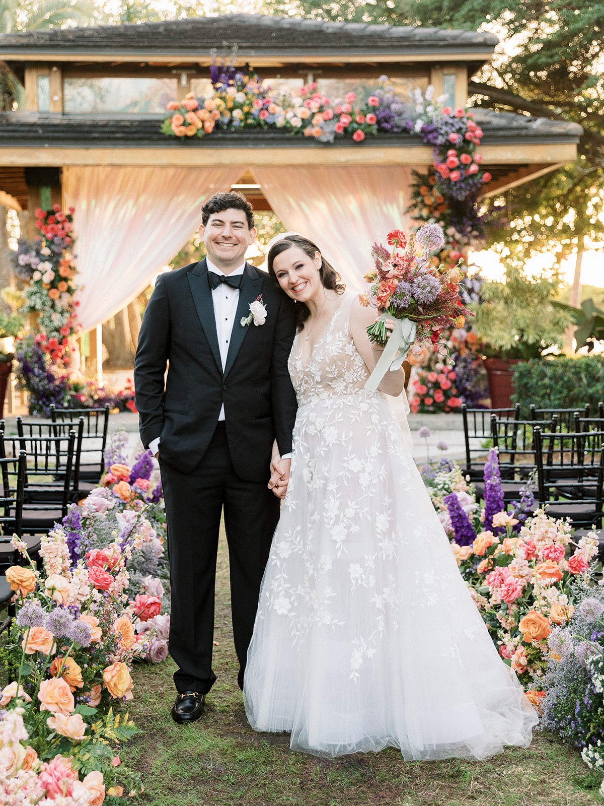 muted rainbow wedding flower ideas
