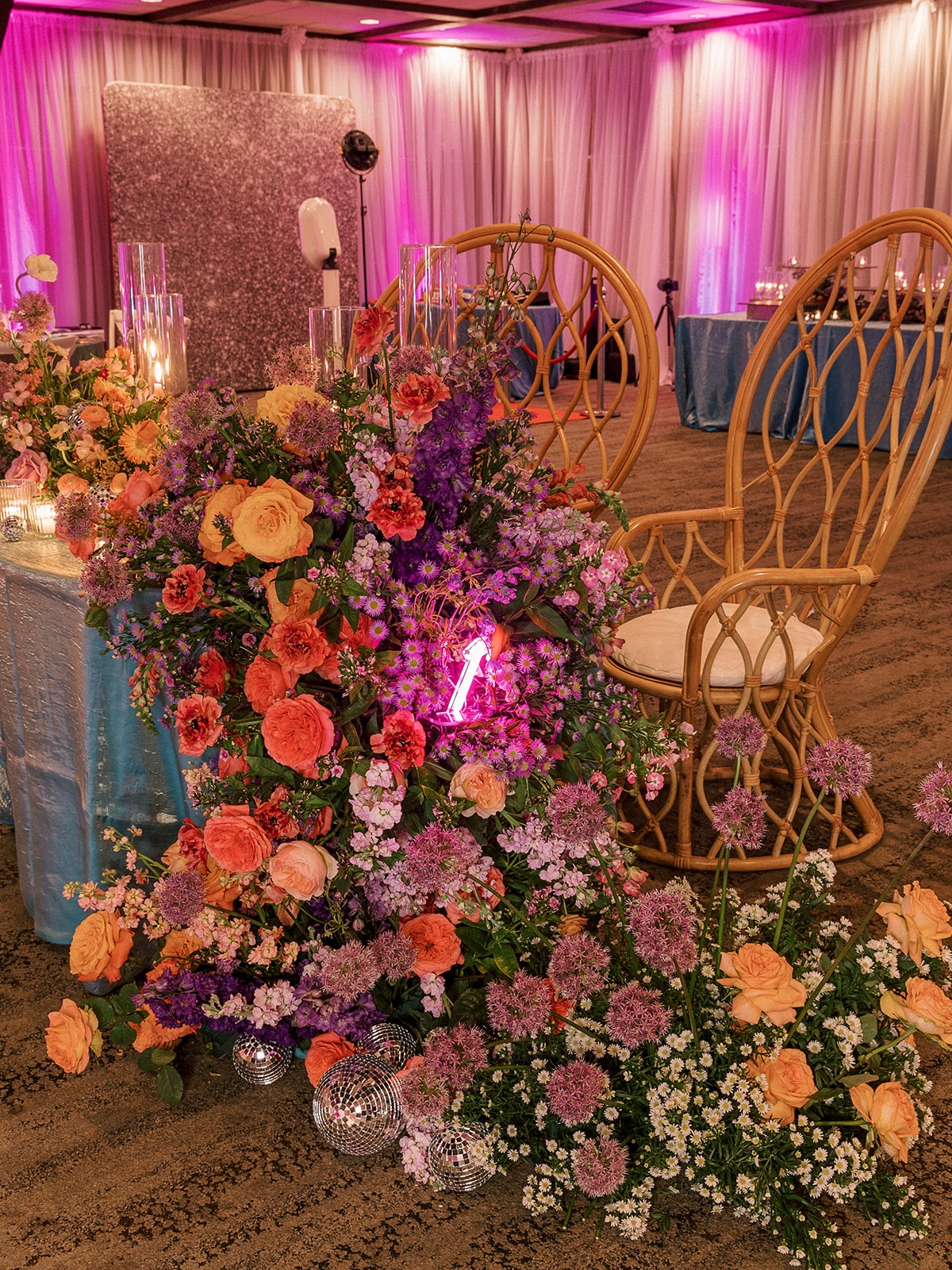 rainbow floral sweetheart table