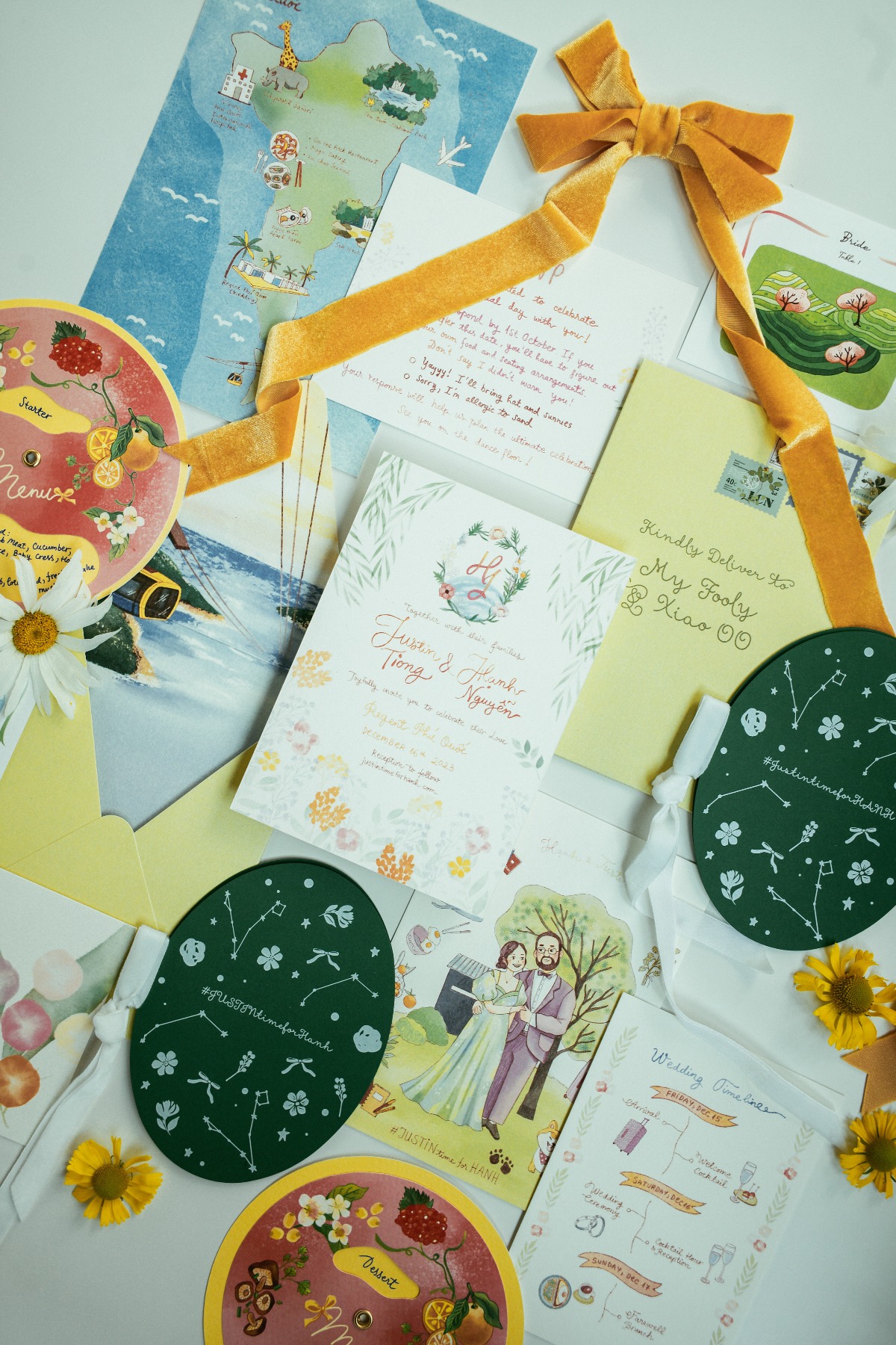 rainbow wedding invitation suite