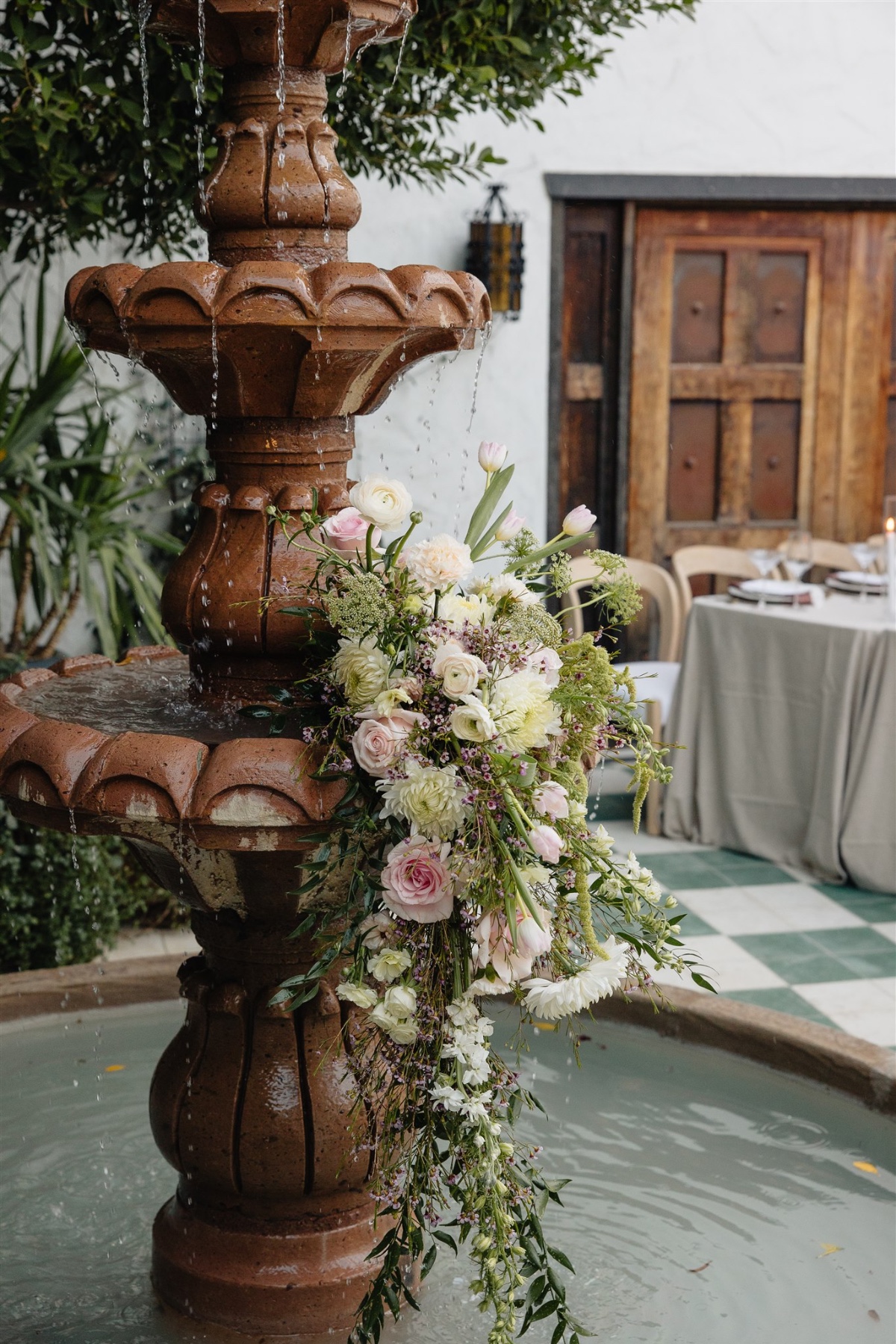 fountain floral installation