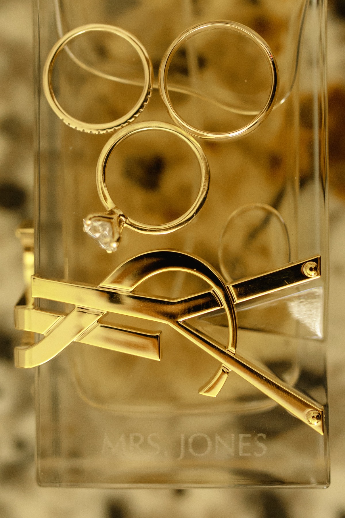 gold ysl bridal clutch