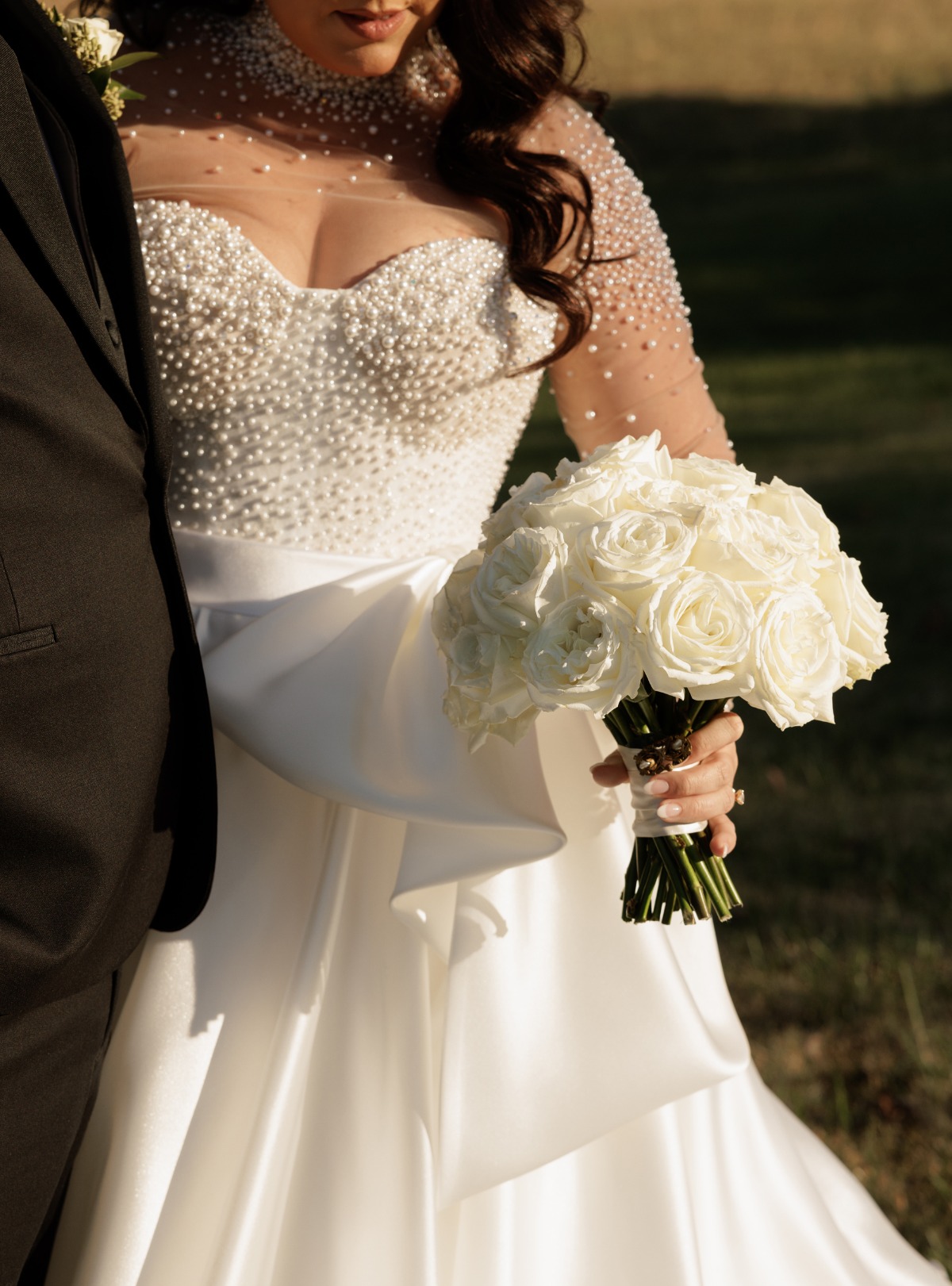 pearl beaded wedding dress