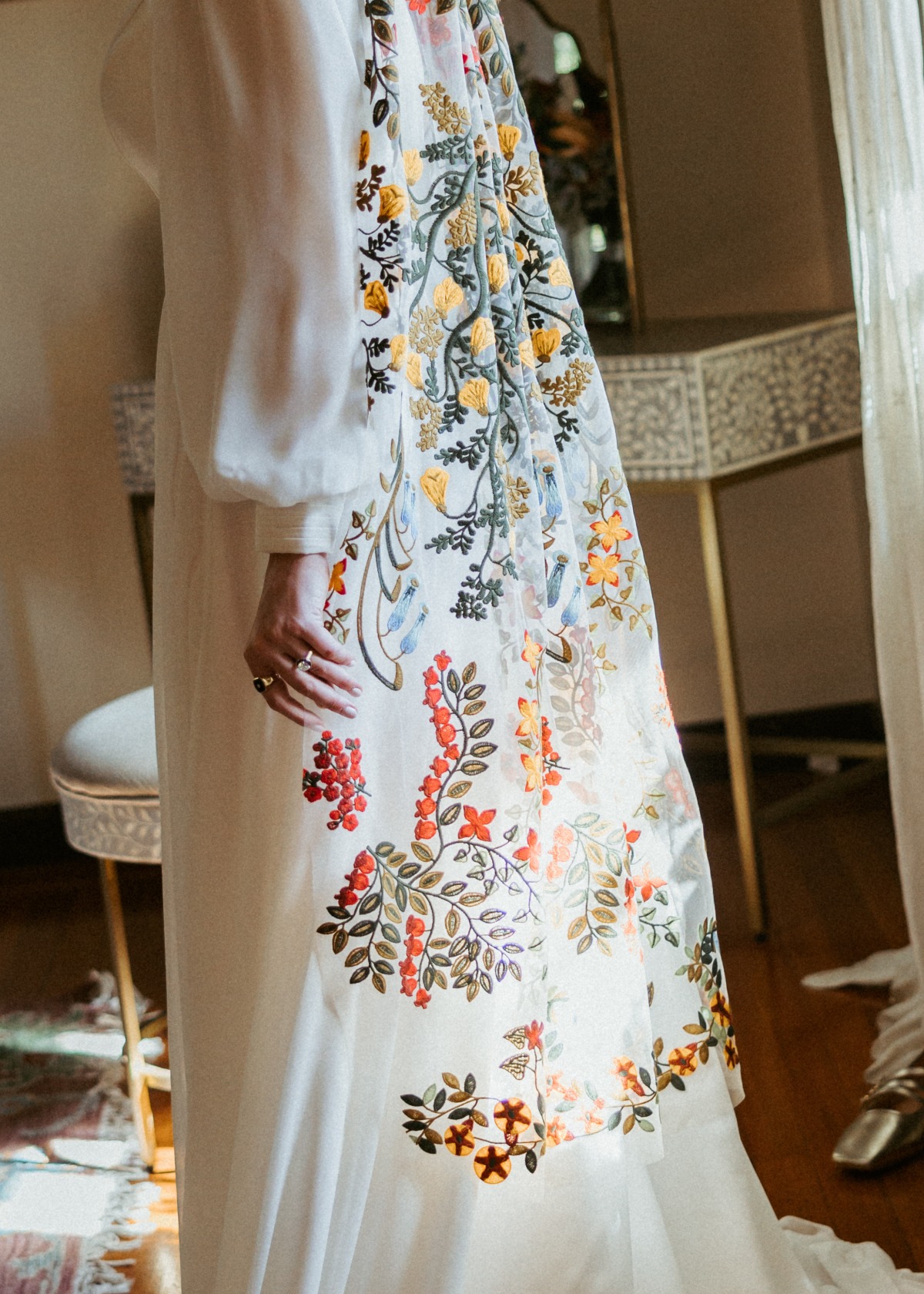 colorful embroidered wedding veil