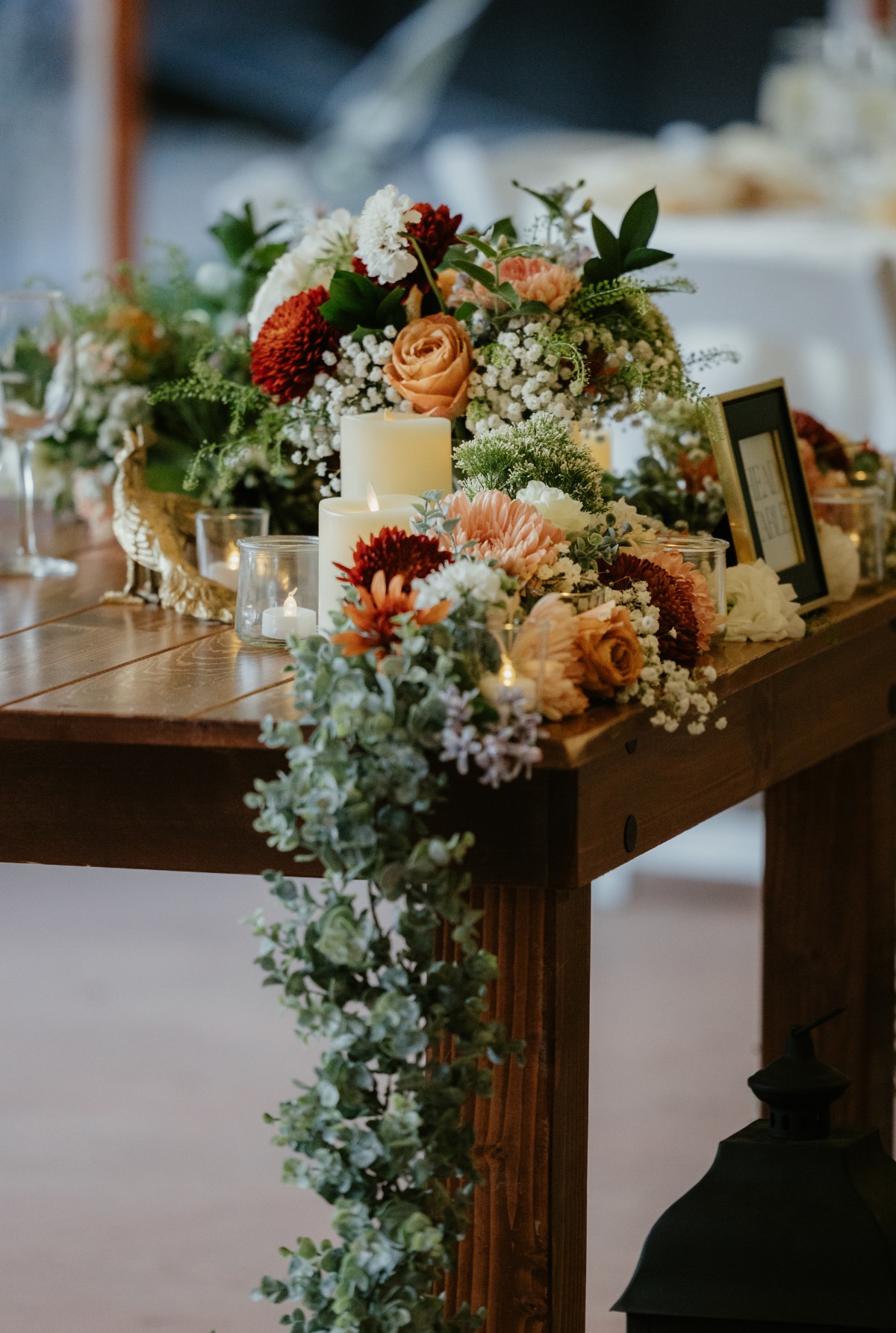 vintage inspired wedding table with brass elements